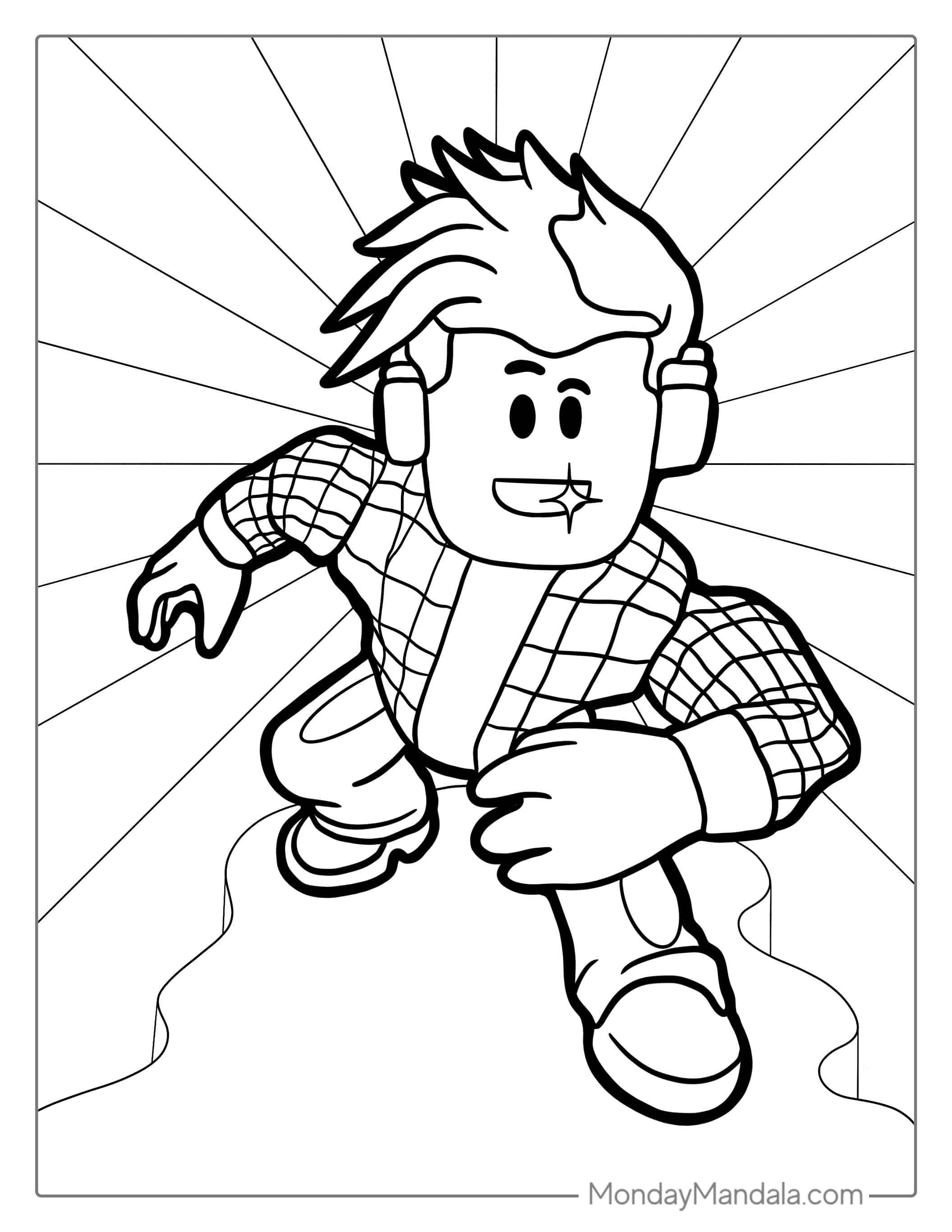 Roblox Skin Wearing Headphones Coloring coloring page