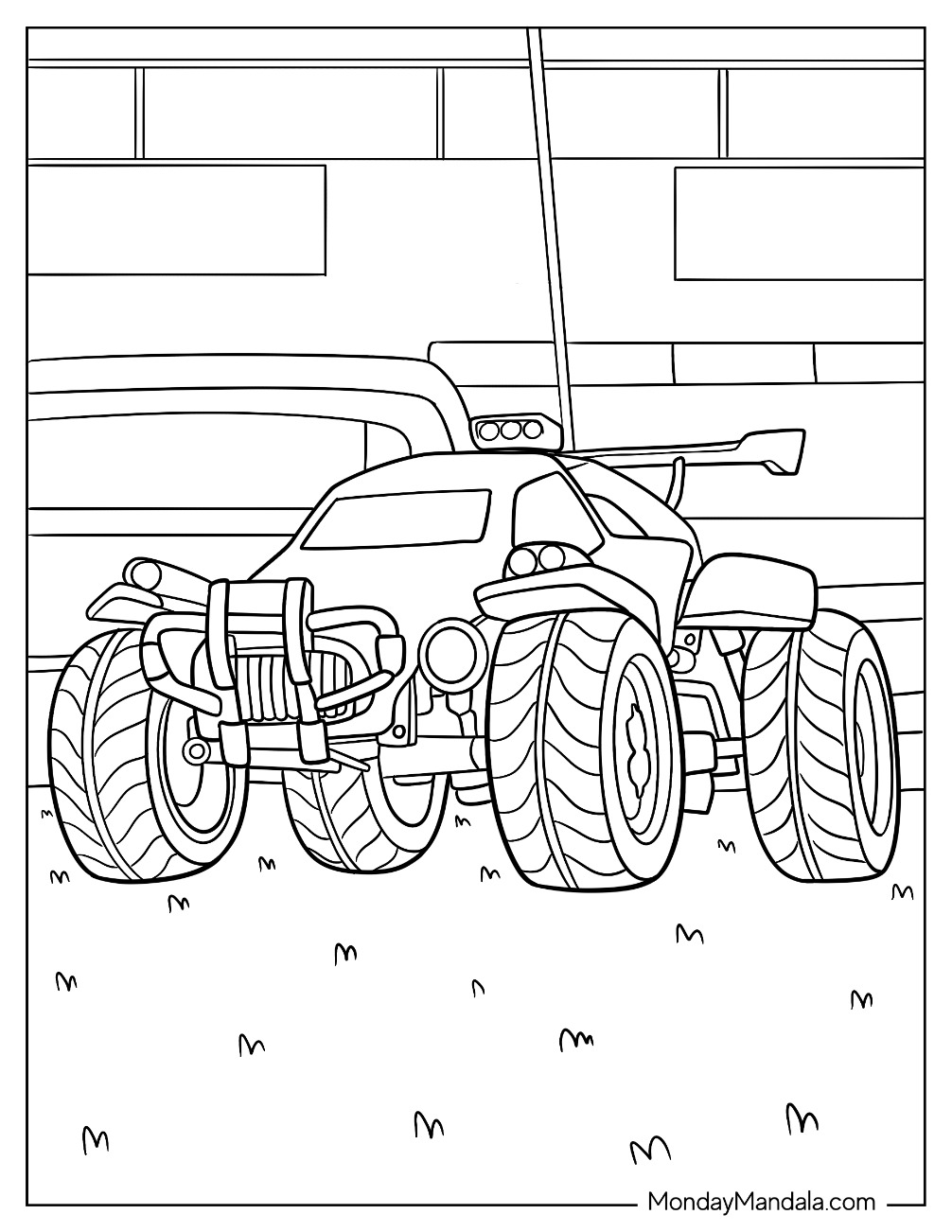 Easy Rocket League Coloring Page Alpha Outline For Kids coloring page