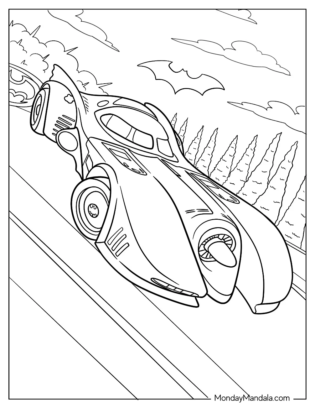 Rocket League Coloring Page Batmobile For Kids coloring page