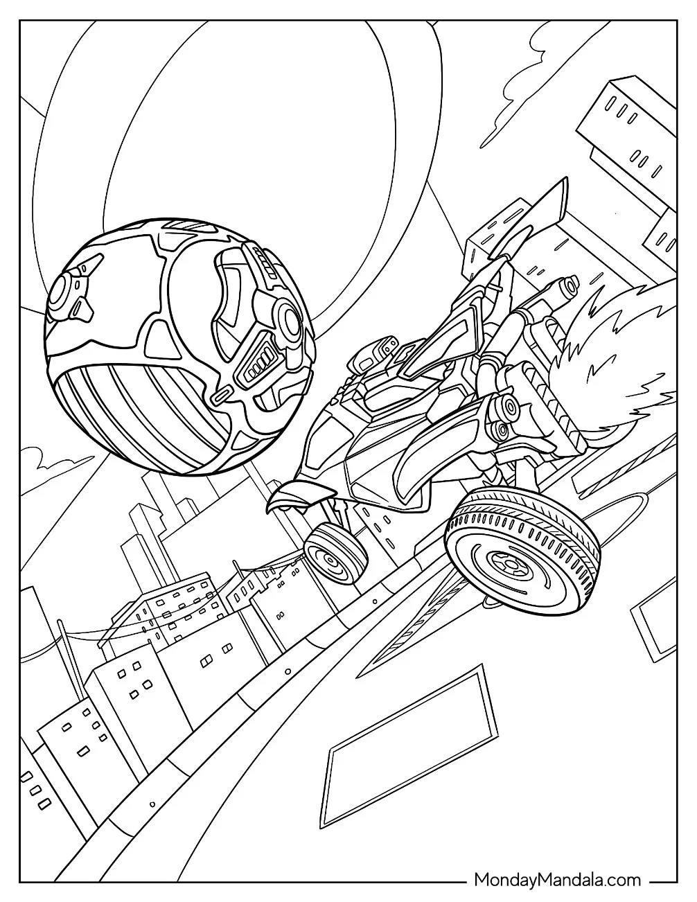 Rocket League Coloring Page Octane And The Ball coloring page