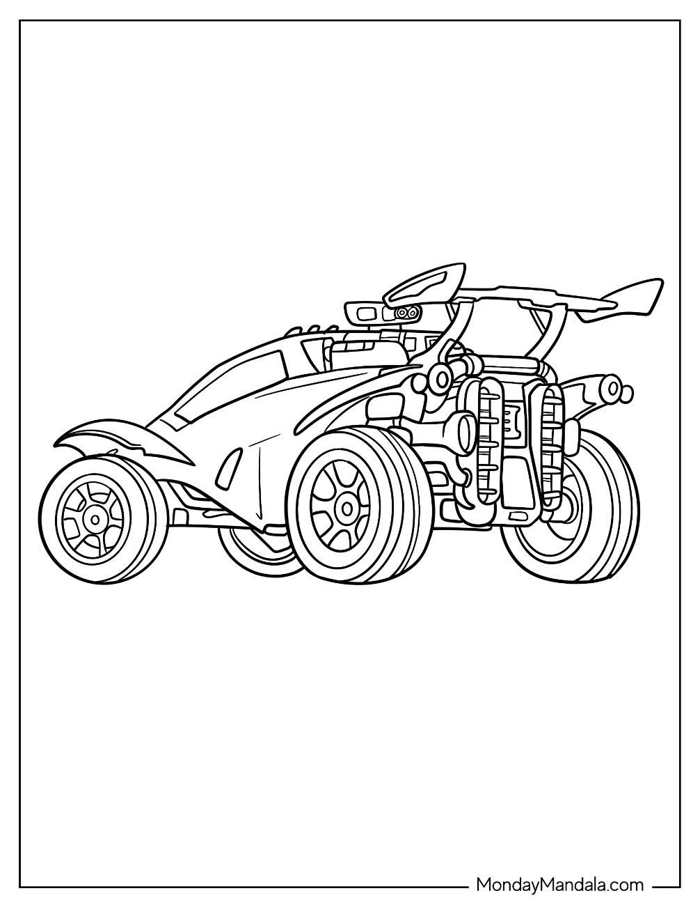 Rocket League Coloring Page Side View Of Octane For Kids coloring page