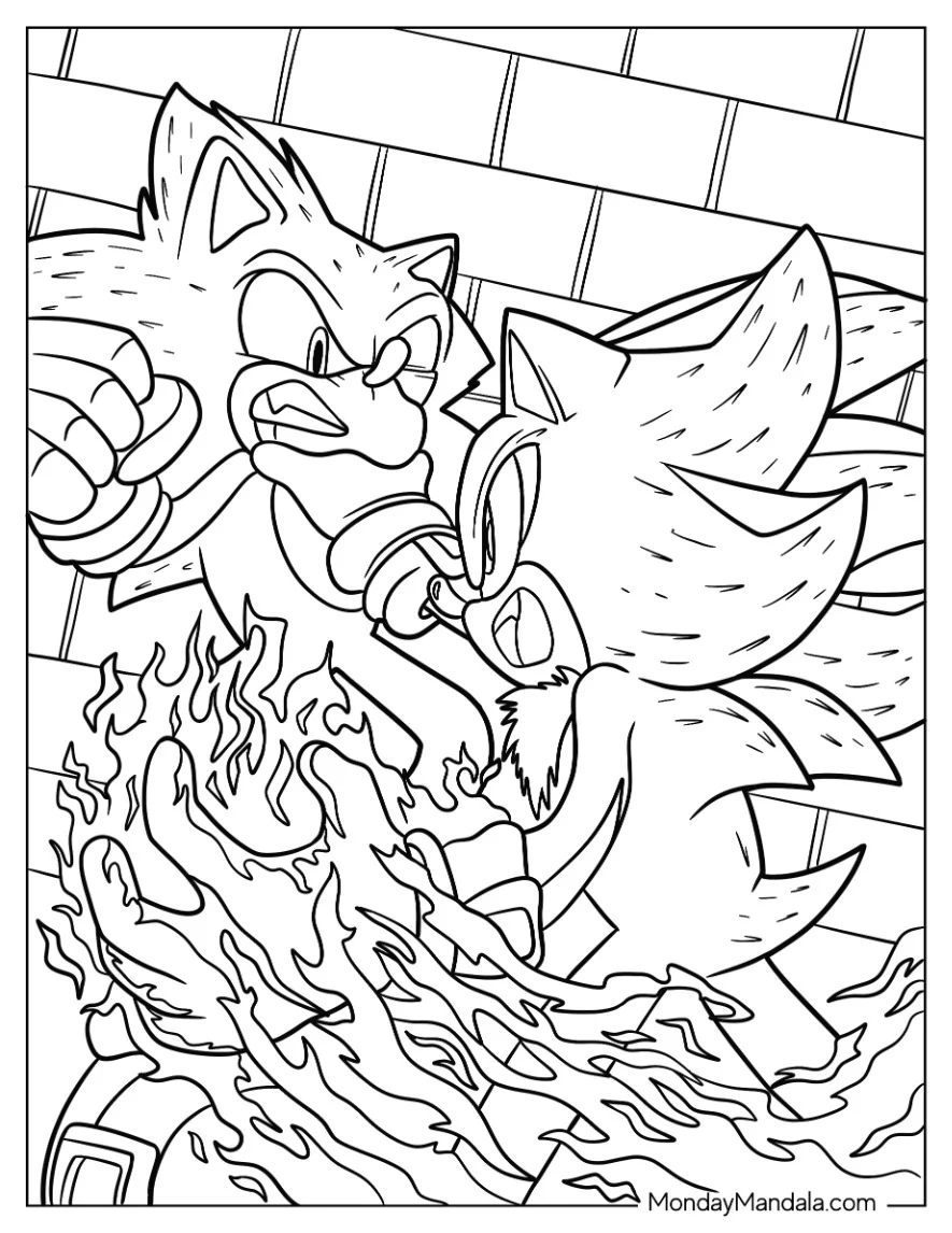 Shadow Coloring Page Attacking Sonic coloring page