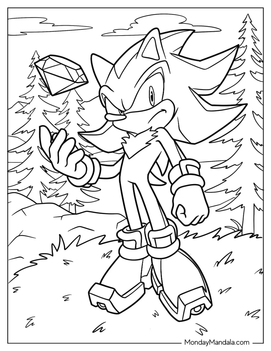 Shadow Coloring Page Tossing The Chaos Emerald coloring page