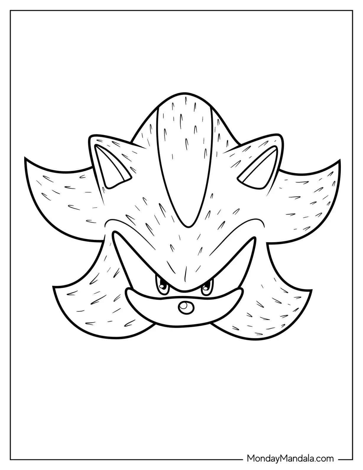 Simple Shadow Sonic Coloring Page The Hedgehog Face For Kids coloring page