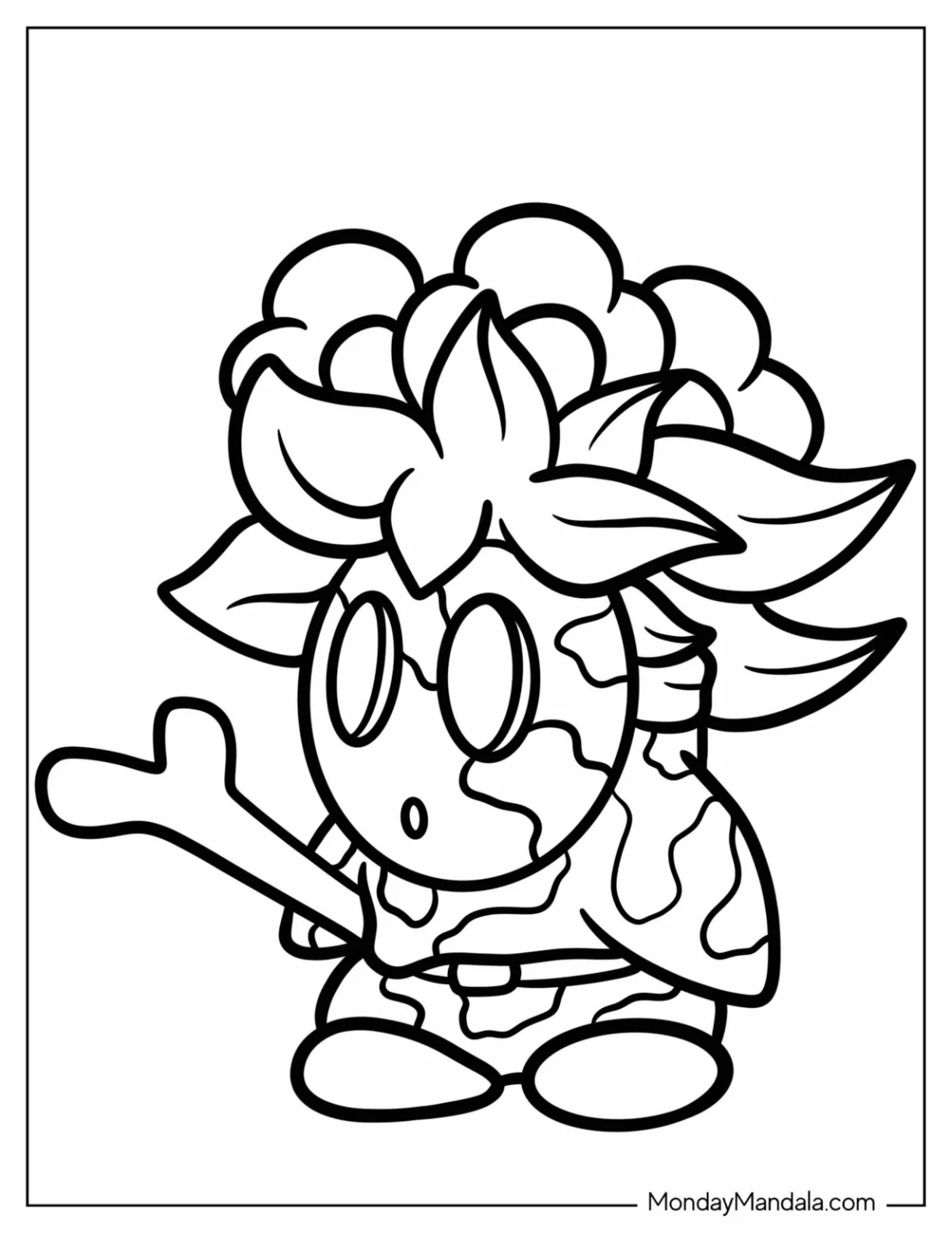 Easy Shy Guy Coloring Page Outline For Kids coloring page
