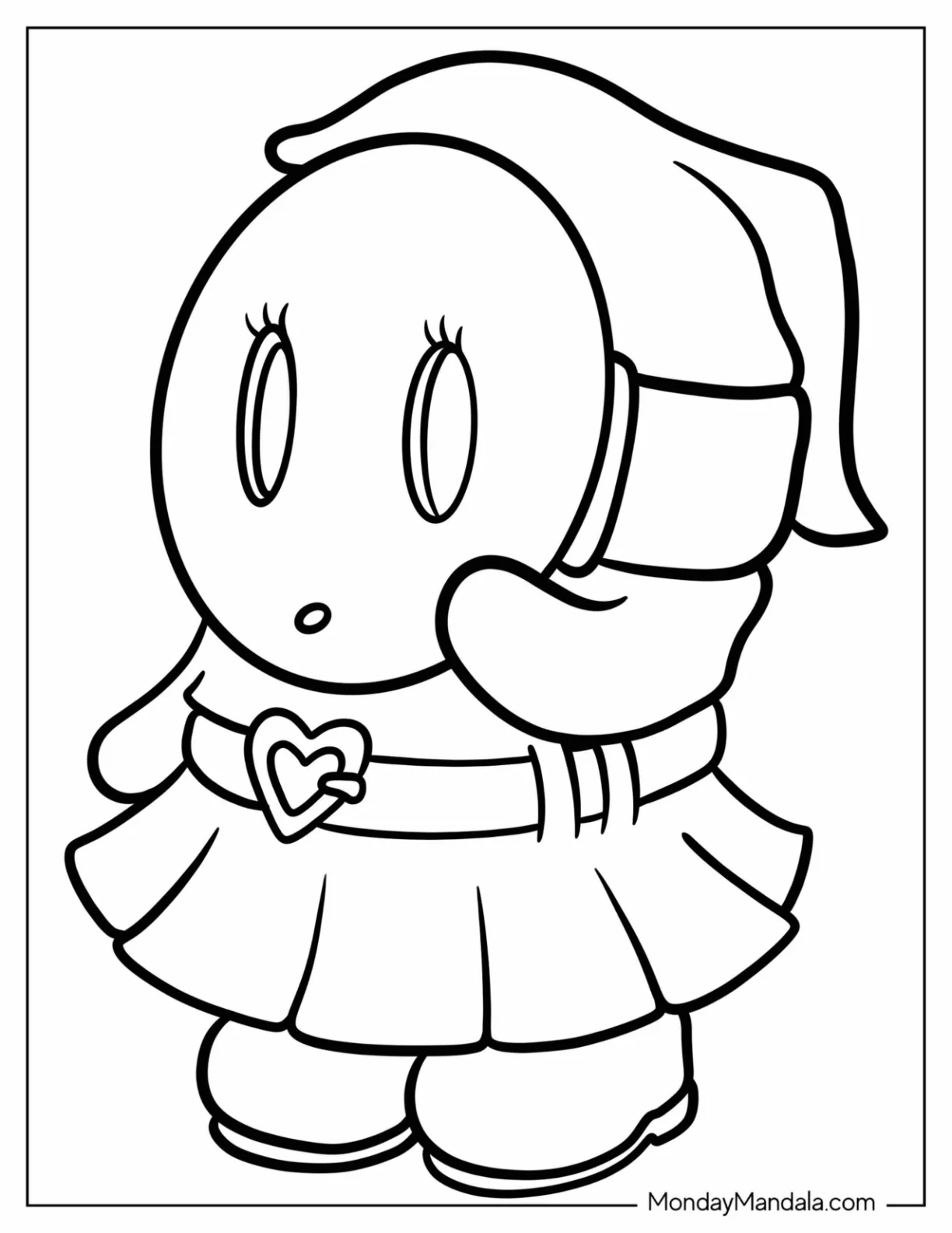 Female Shy Guy Coloring Page With Lashes And Dress coloring page