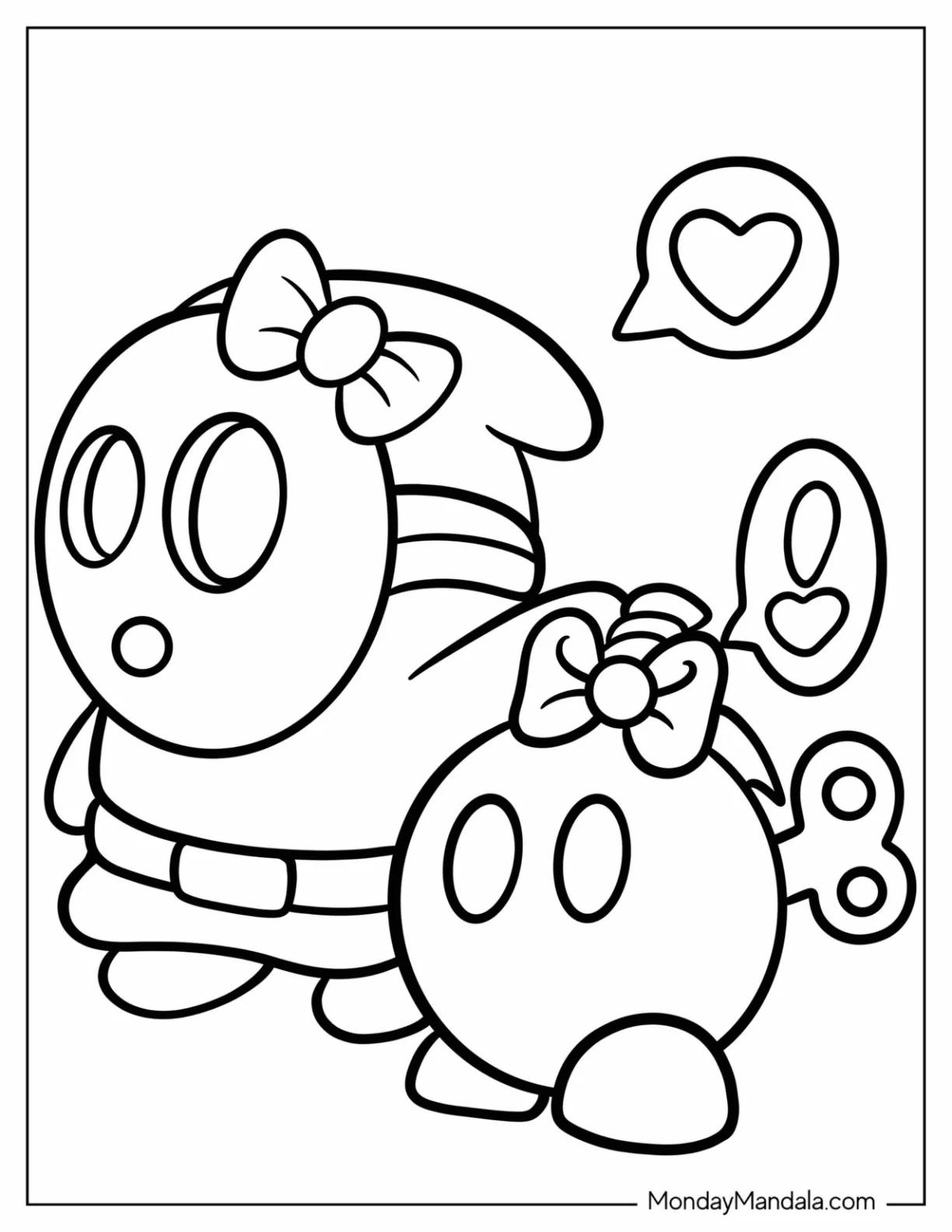 Pink Shy Guy Coloring Page Petting Bomb Ombs For Kids coloring page — printable line art