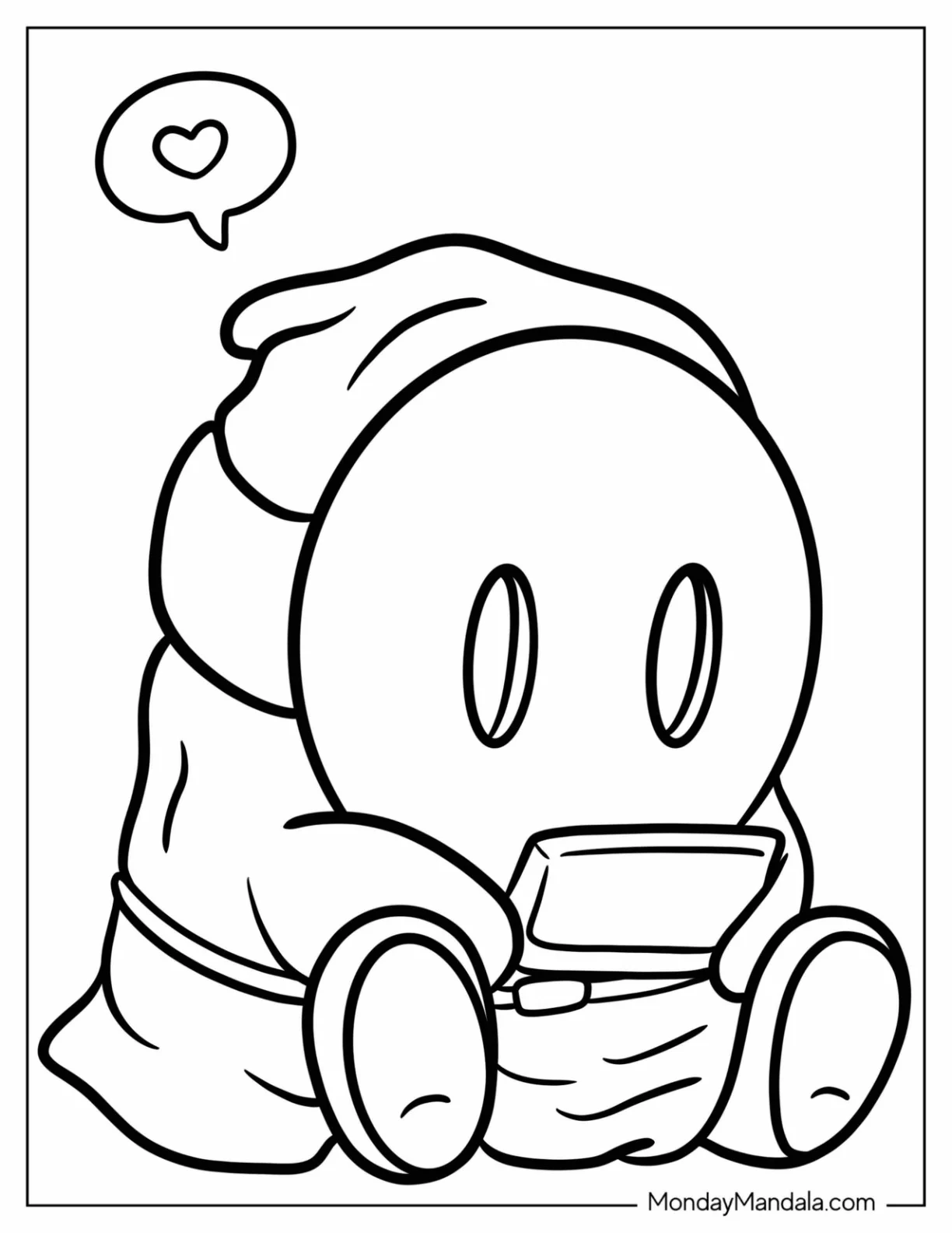 Shy Guy Coloring Page Playing Video Game Outline coloring page — printable line art