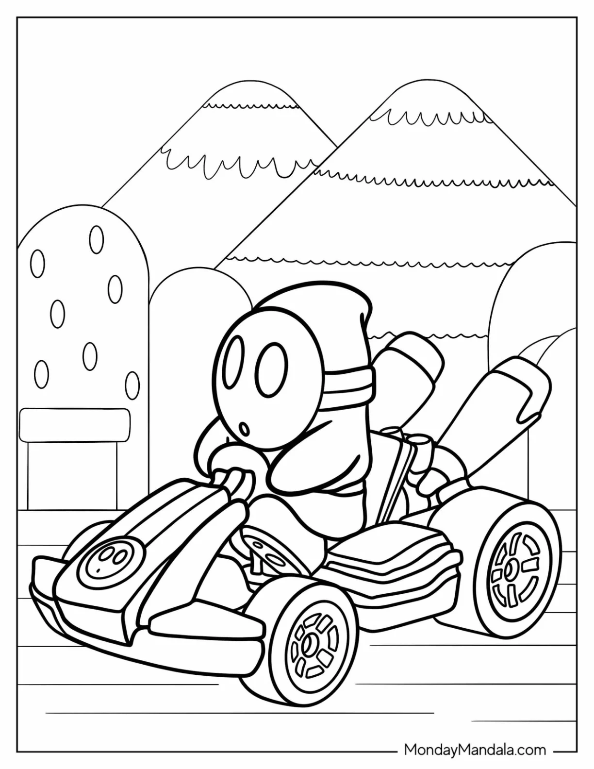 Shy Guy Coloring Page Riding Kart coloring page — printable line art