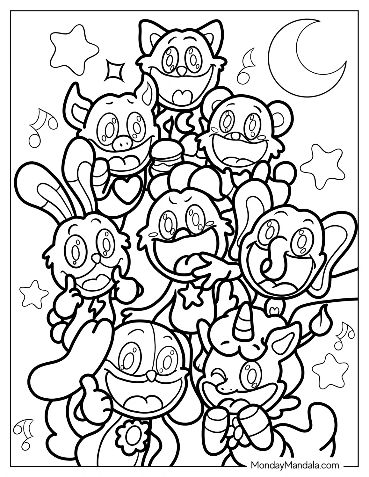 All Smiling Critters Coloring Page For Kids coloring page