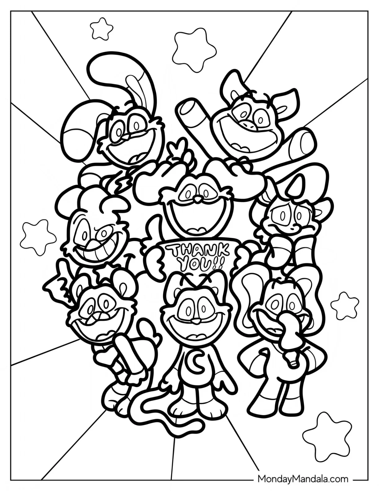 Cute Smiling Critters Coloring Page Characters For Preschoolers coloring page