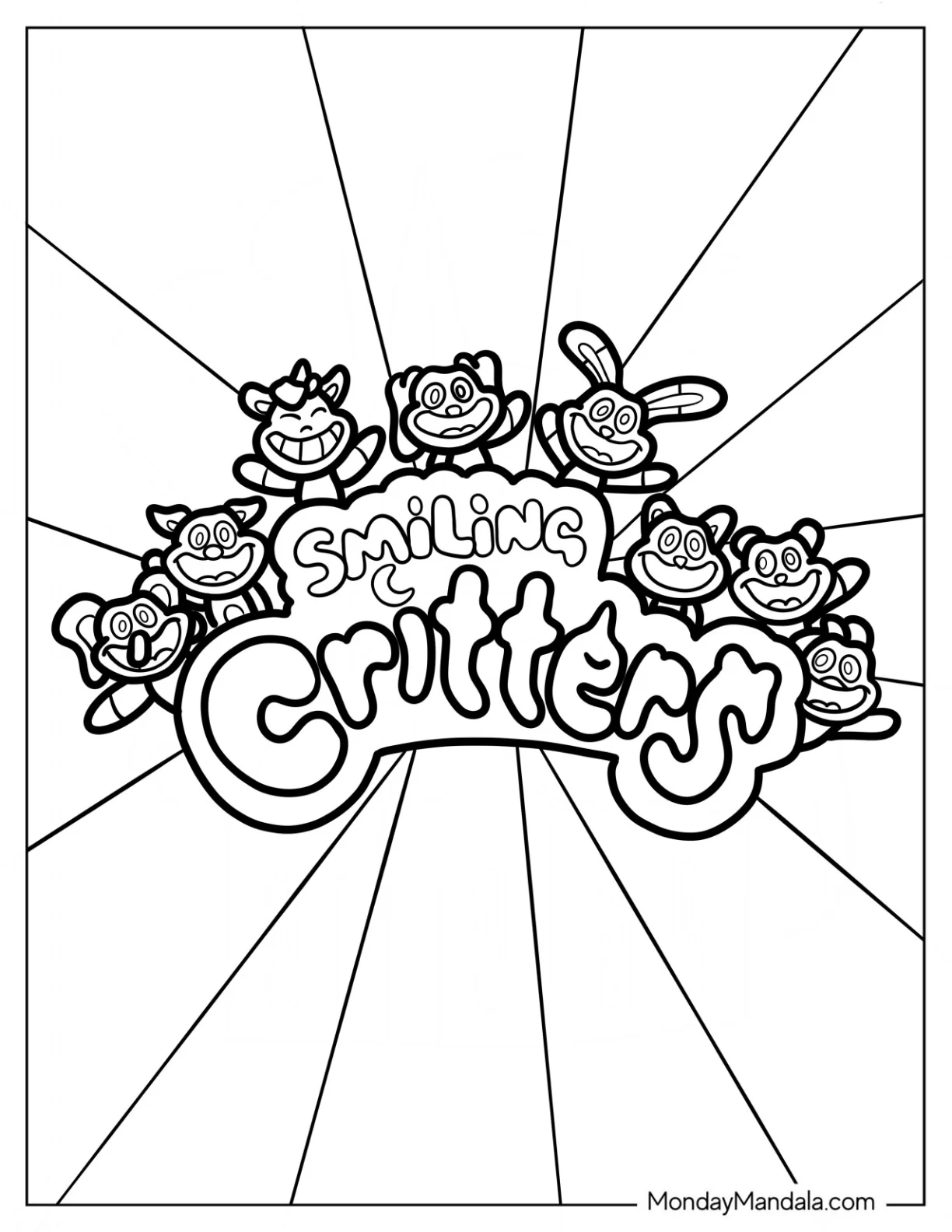 Smiling Critters Coloring Page Logo coloring page