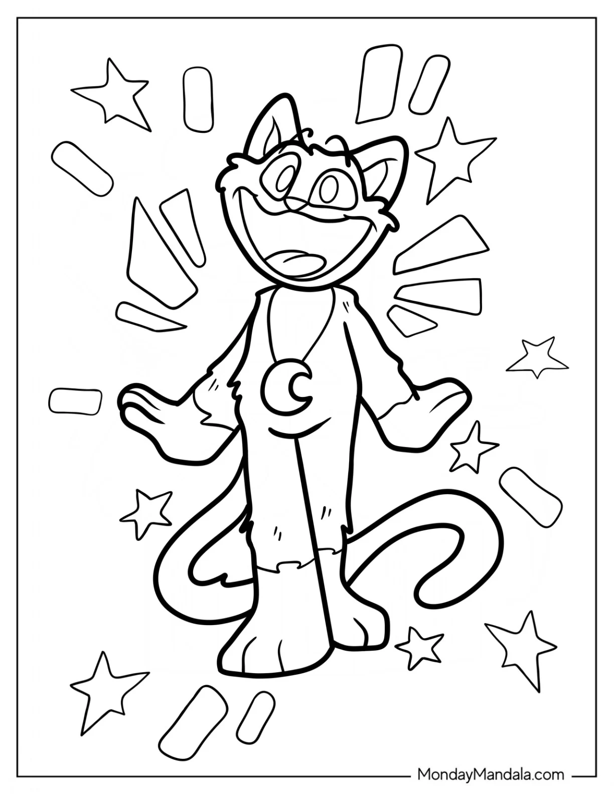 Smiling Critters Coloring Page Of Simple CatNap Outline coloring page