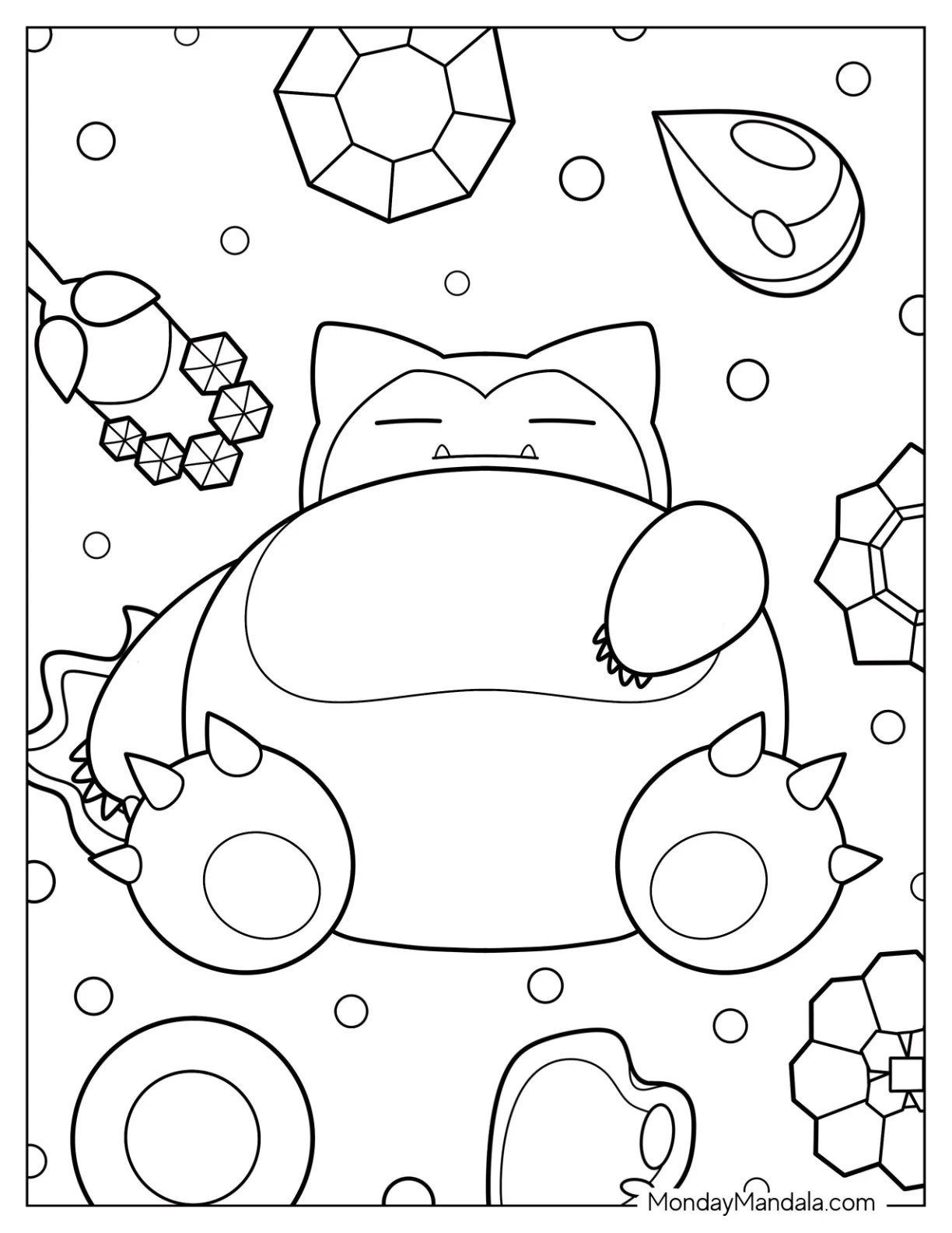 Easy Sleeping Snorlax Coloring Page coloring page