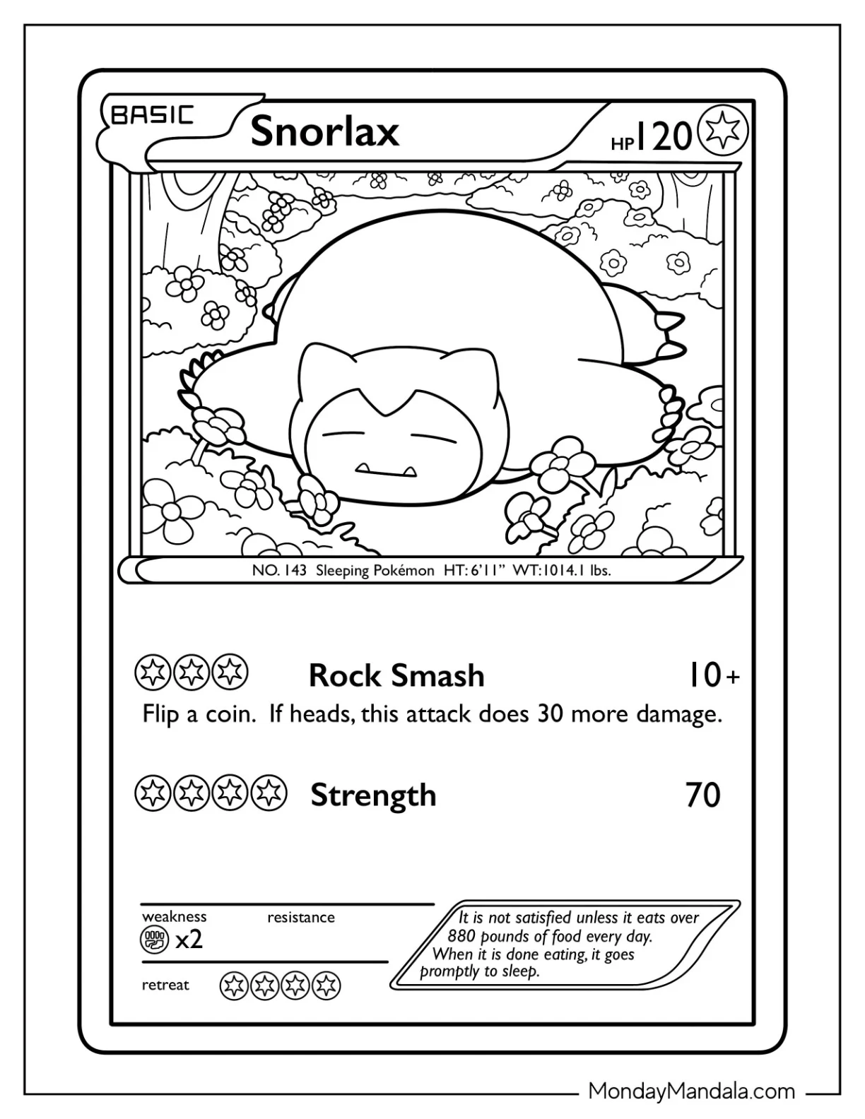 Snorlax Coloring Page Rock Smash Pokemon Card coloring page