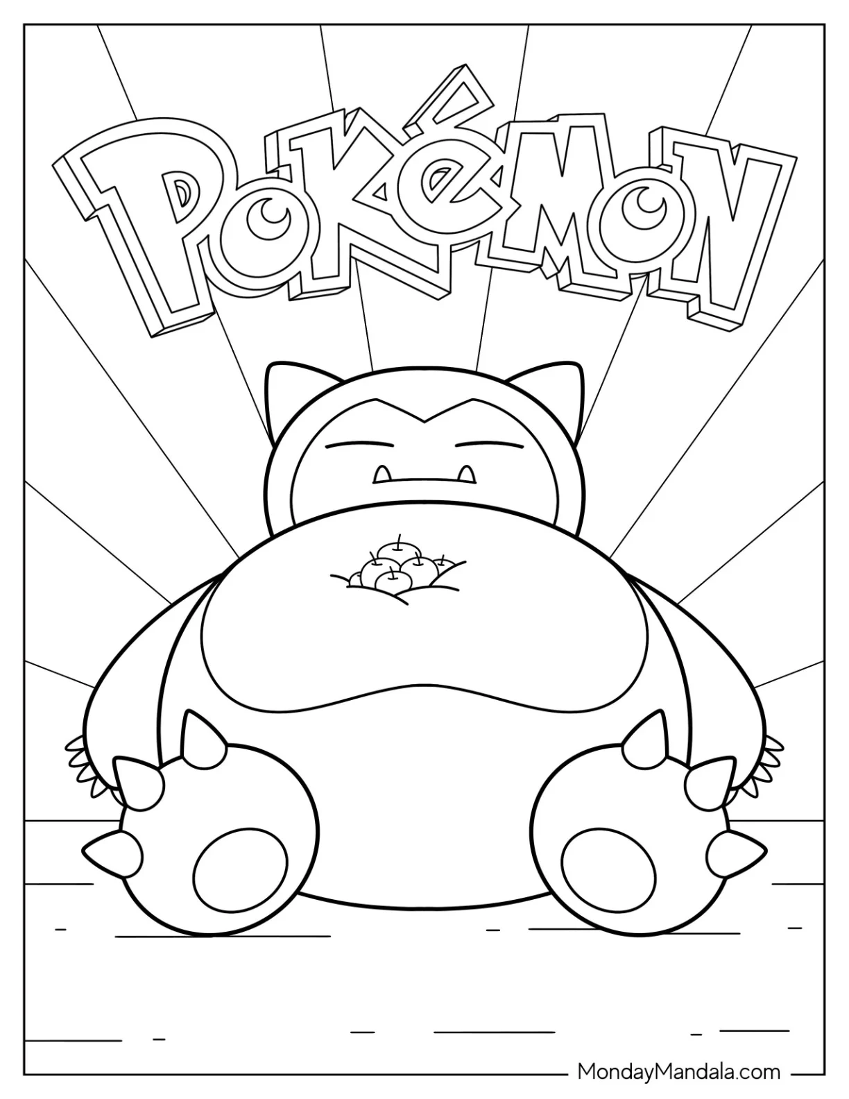 Snorlax Coloring Page Sleeping With Apples On Stomach coloring page