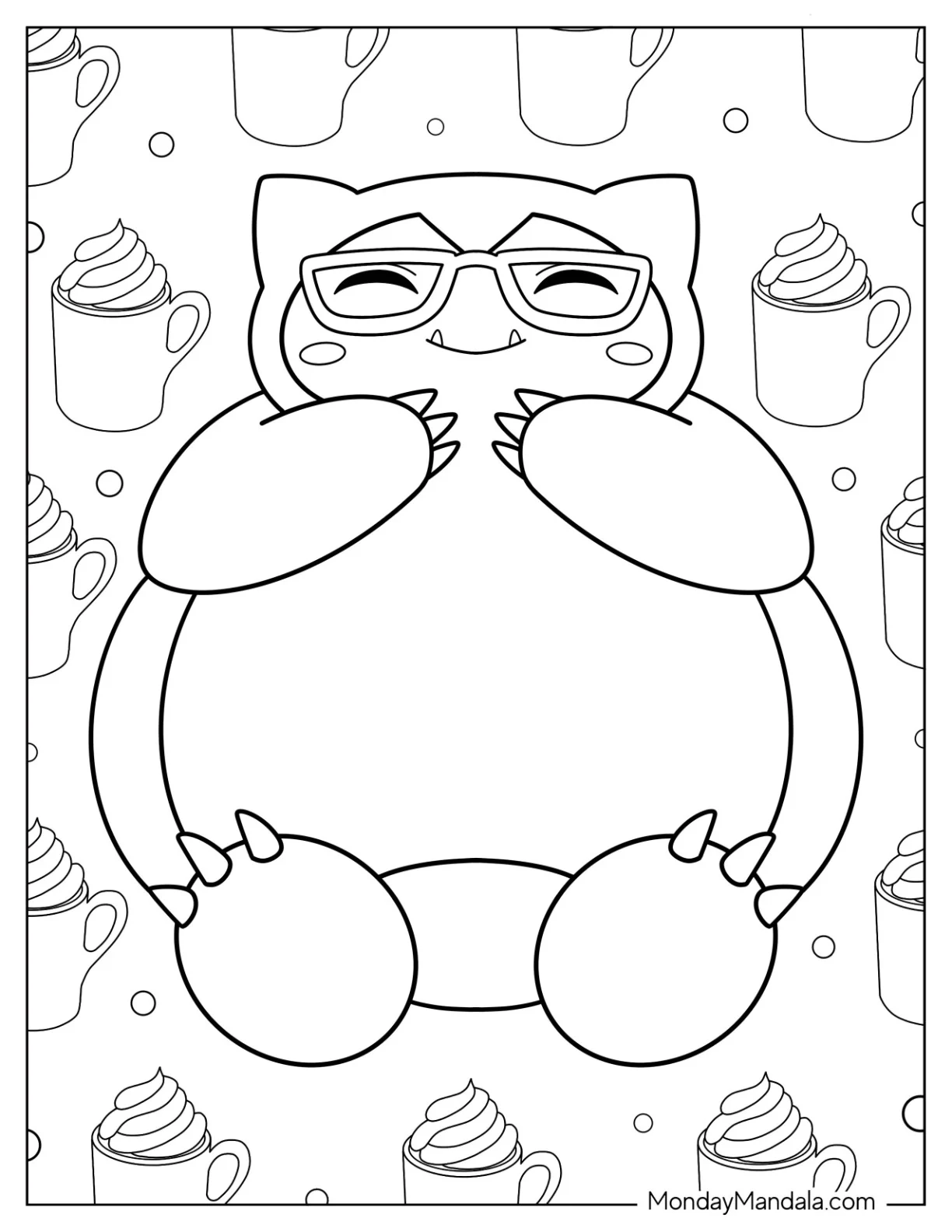 Snorlax Coloring Page Wearing Eyeglasses coloring page