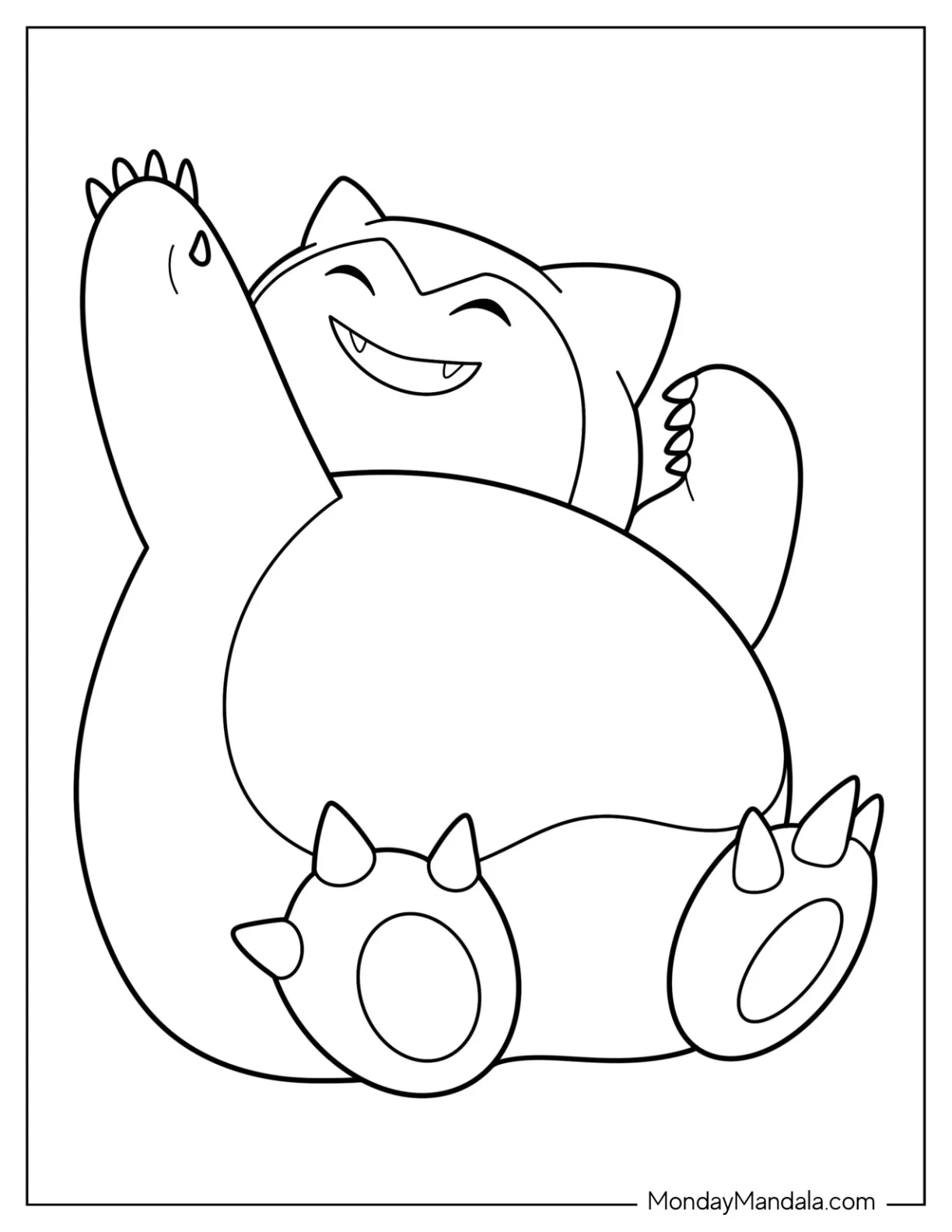 Waving Snorlax Coloring Page For Preschoolers coloring page