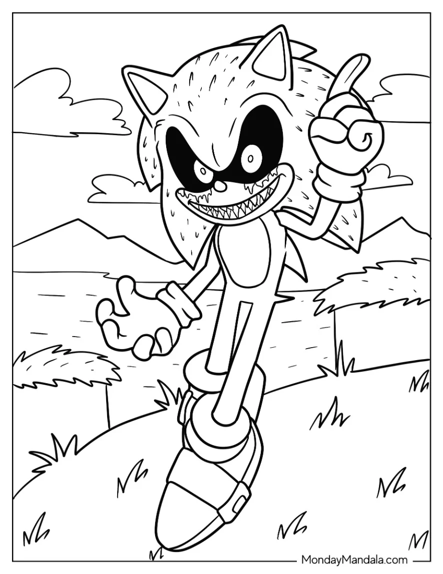 Bloody Sonic Exe Coloring Page On Angel Island coloring page