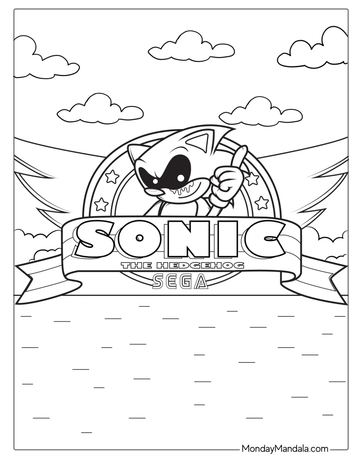 Logo Sonic Exe Coloring Page coloring page