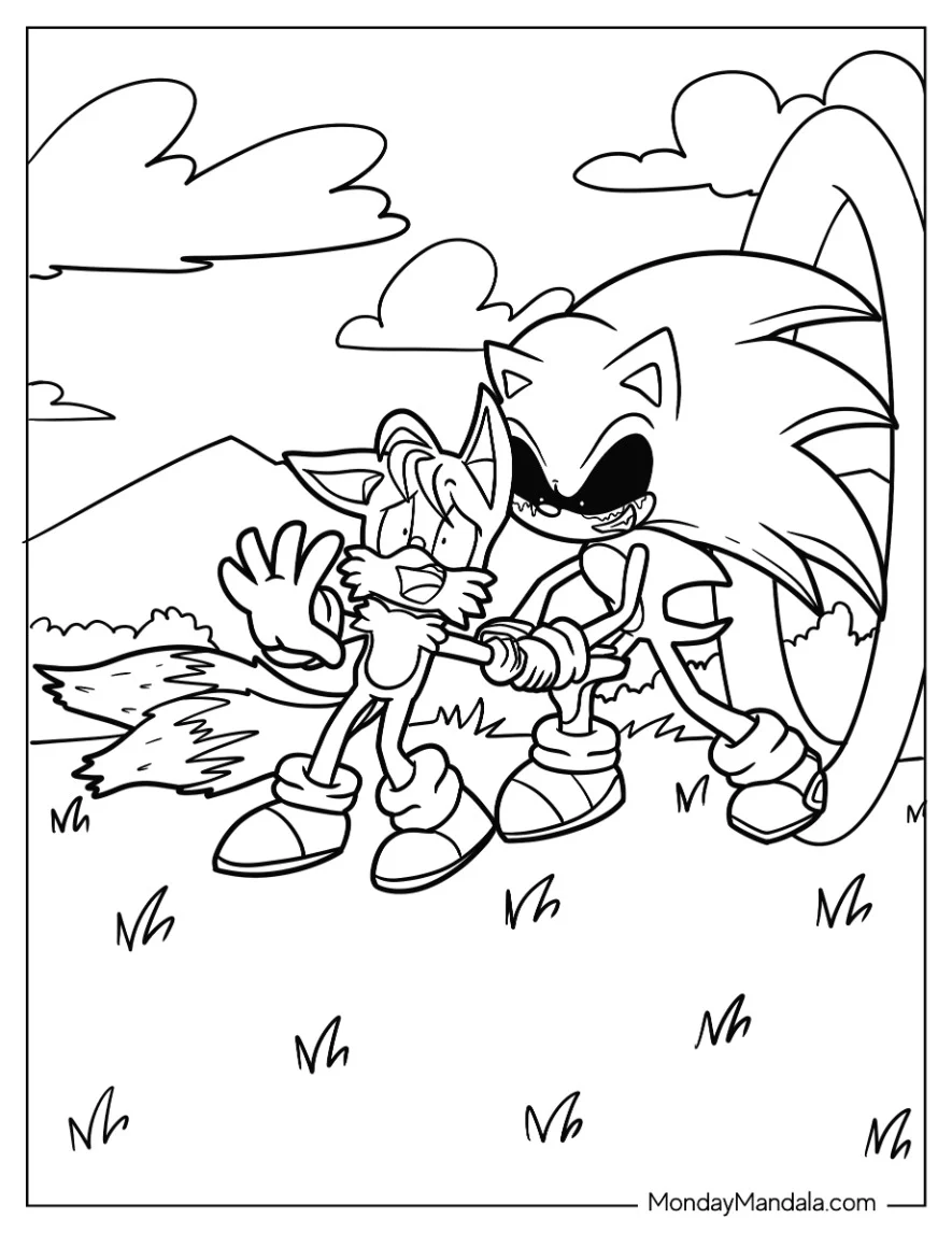 Sonic Exe Coloring Page Capturing Tails coloring page