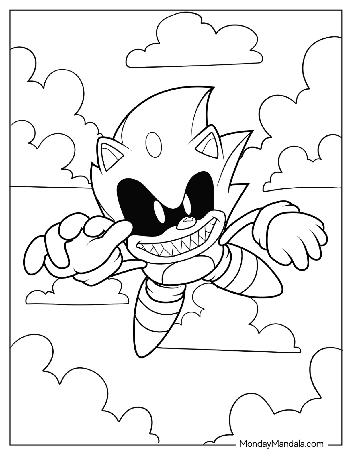 Sonic Exe Coloring Page Flying coloring page