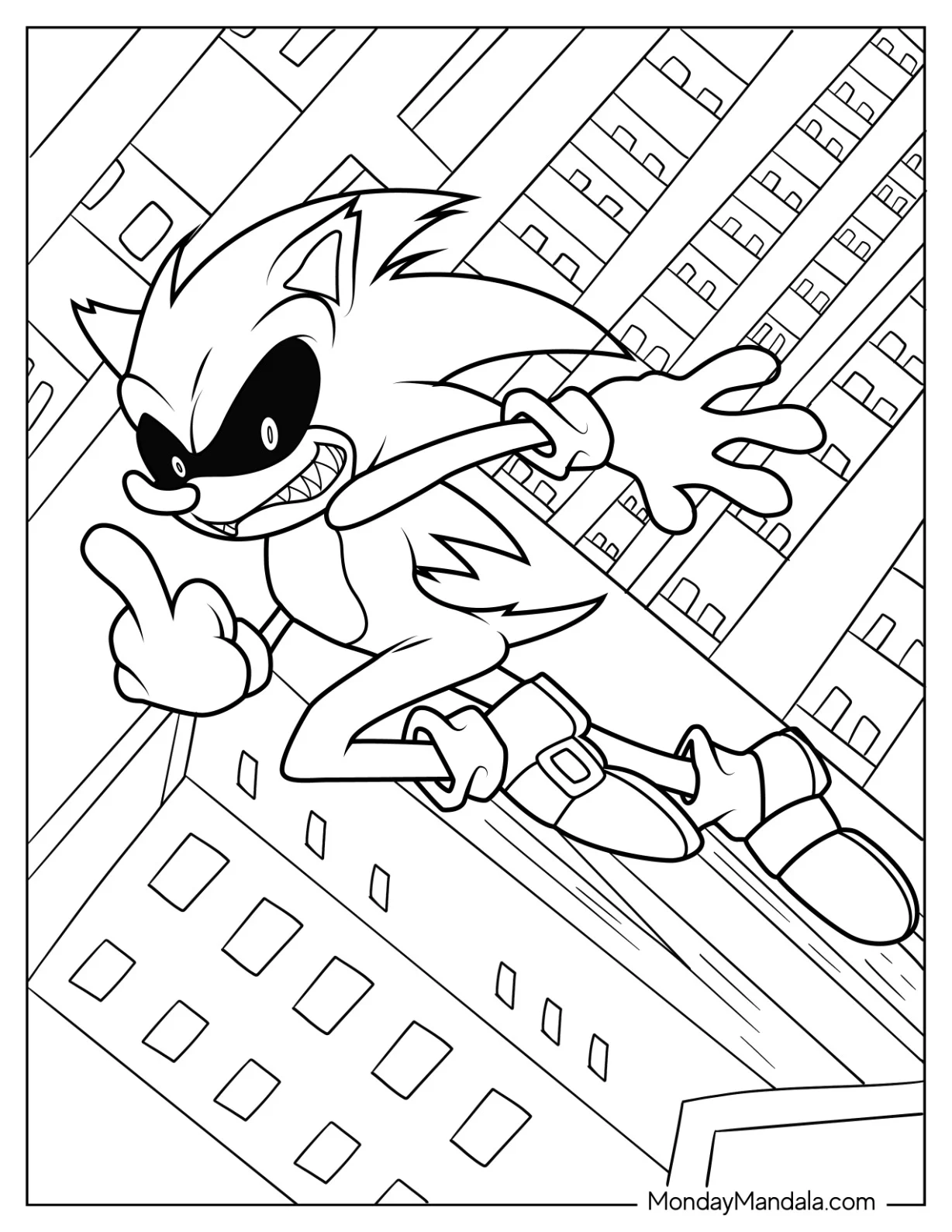 Sonic Exe Coloring Page Giving The Middle Finger coloring page