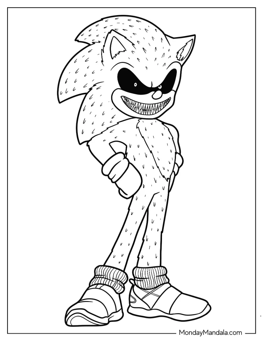 Sonic Exe Coloring Page With Scary Grin coloring page