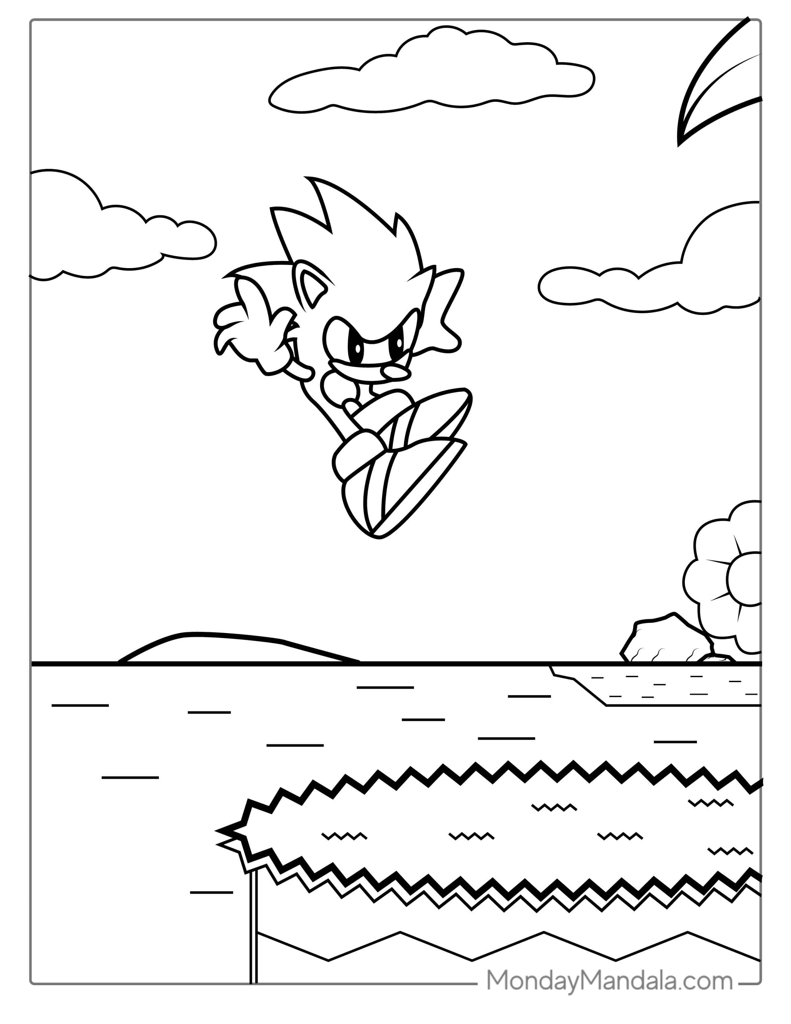 2D Retro Sonic Coloring Page coloring page