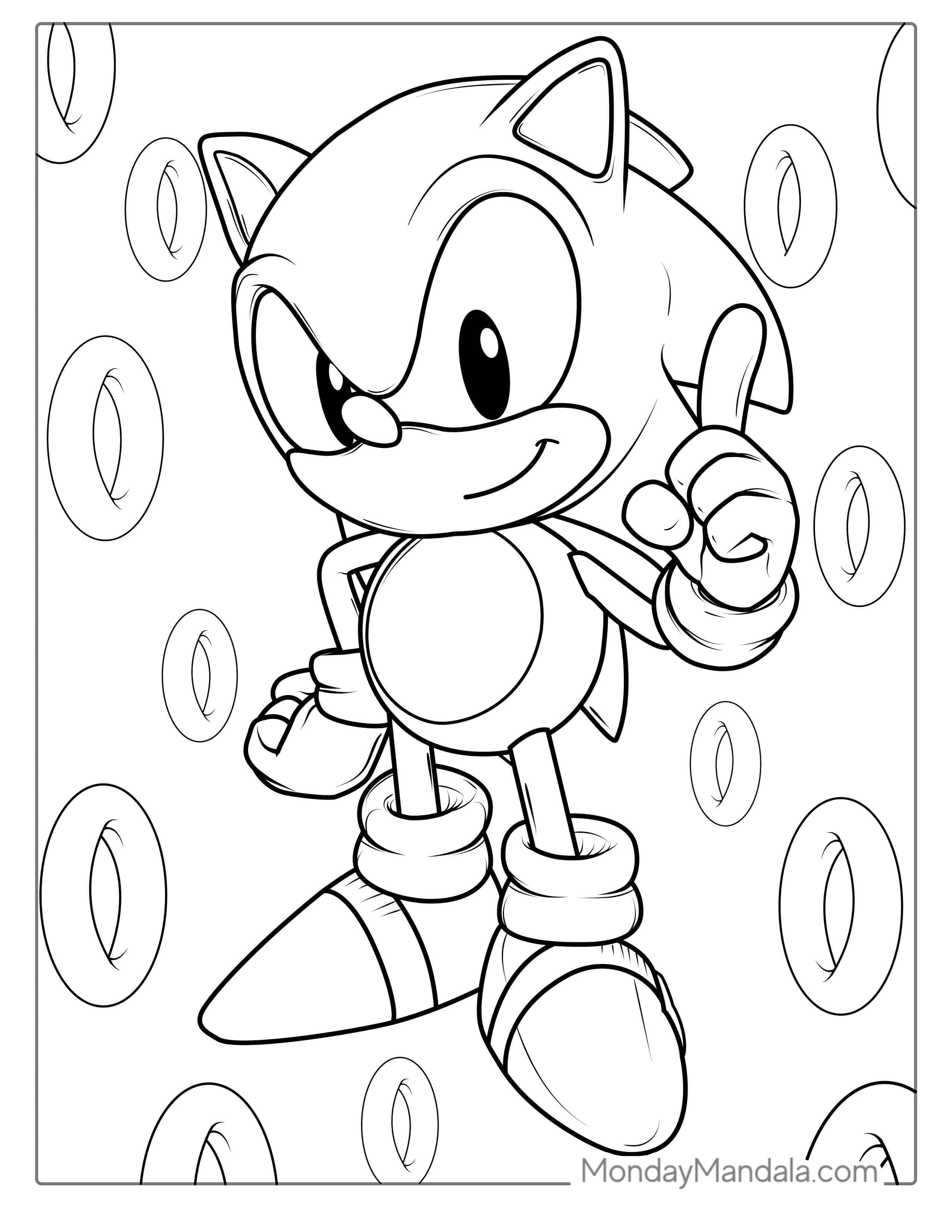Baby Sonic With Rings To Color coloring page