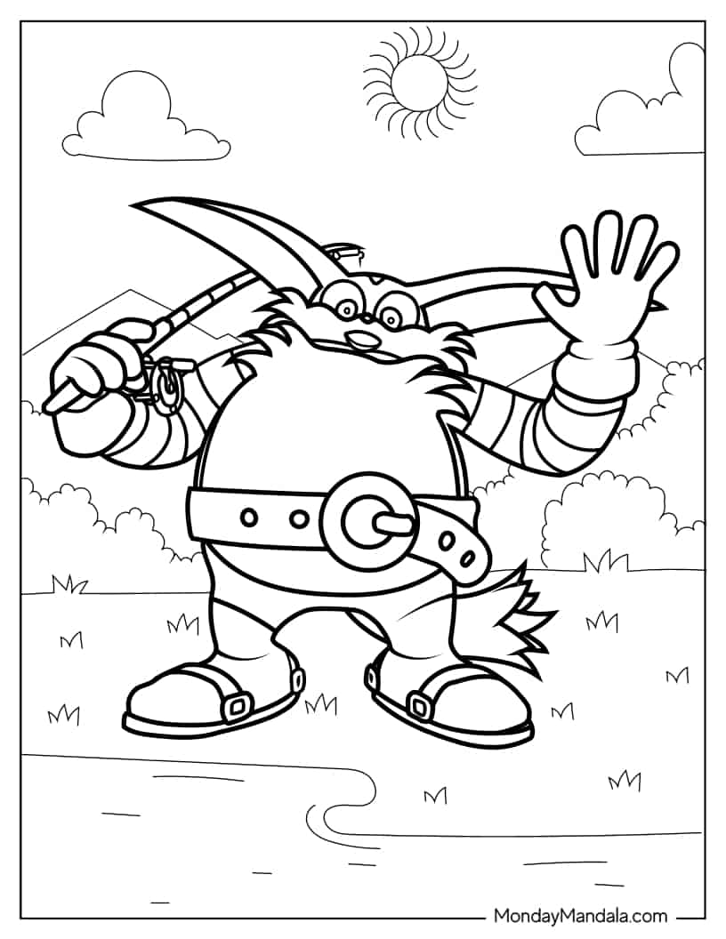 Big the Cat Waving Coloring In coloring page