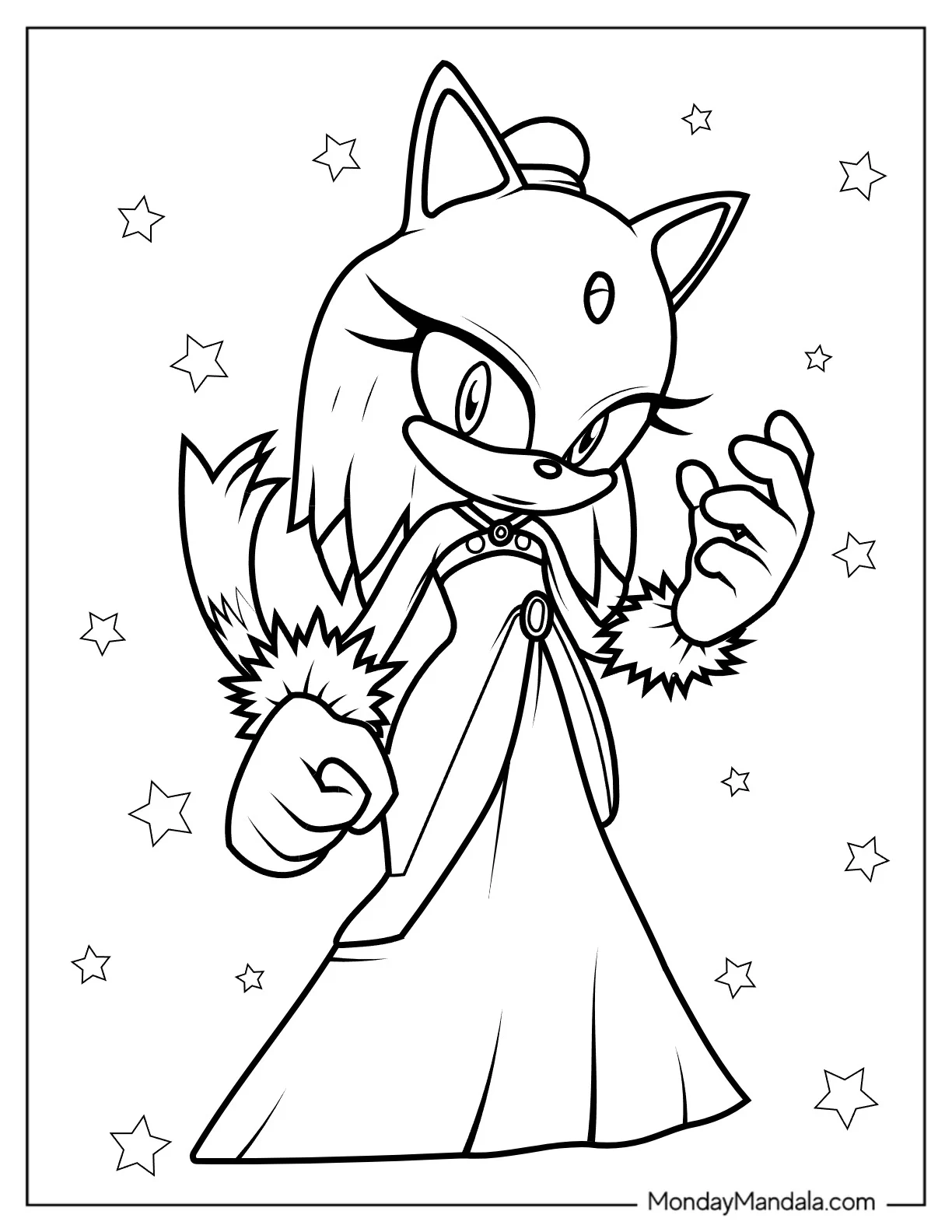 Blaze the Cat Wearing Gown Coloring In coloring page — printable line art