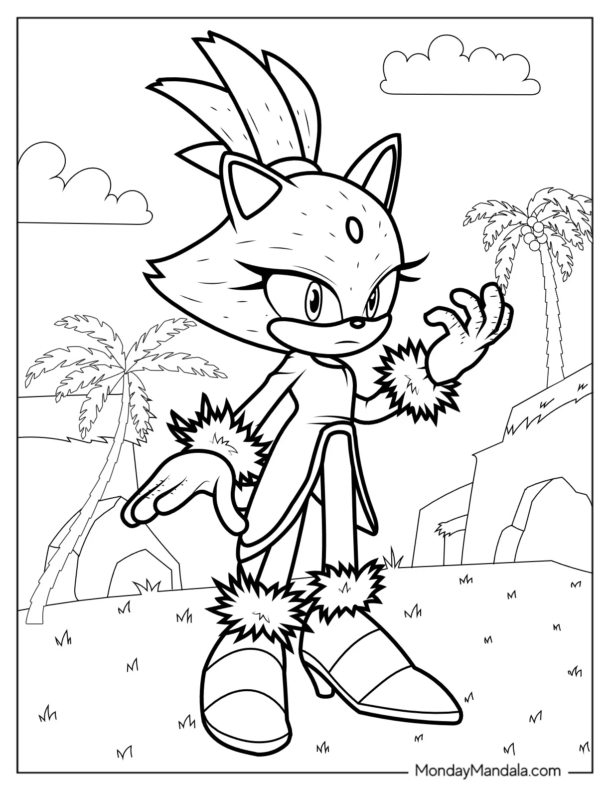 Blaze the Cat With Hair Up coloring page