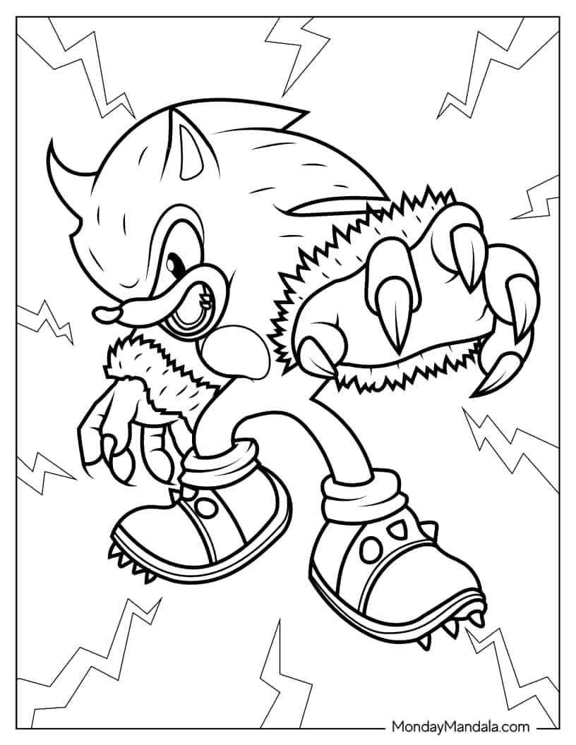 Coloring Page Of Sonic the Werehog For Kids coloring page