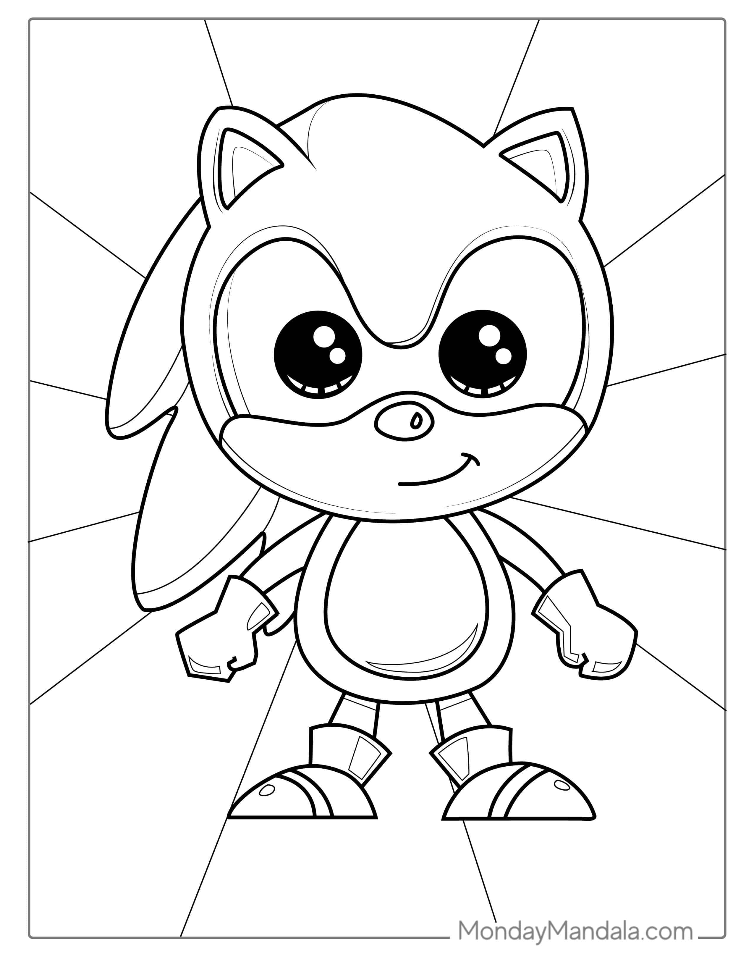 Cute Baby Sonic Cartoon To Color coloring page — printable line art