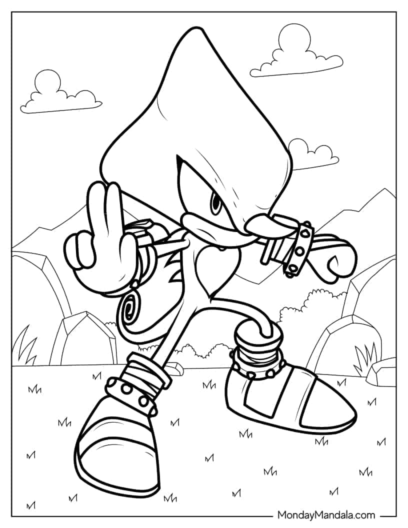 Espio the Chameleon Fighting Stance Coloring Page coloring page