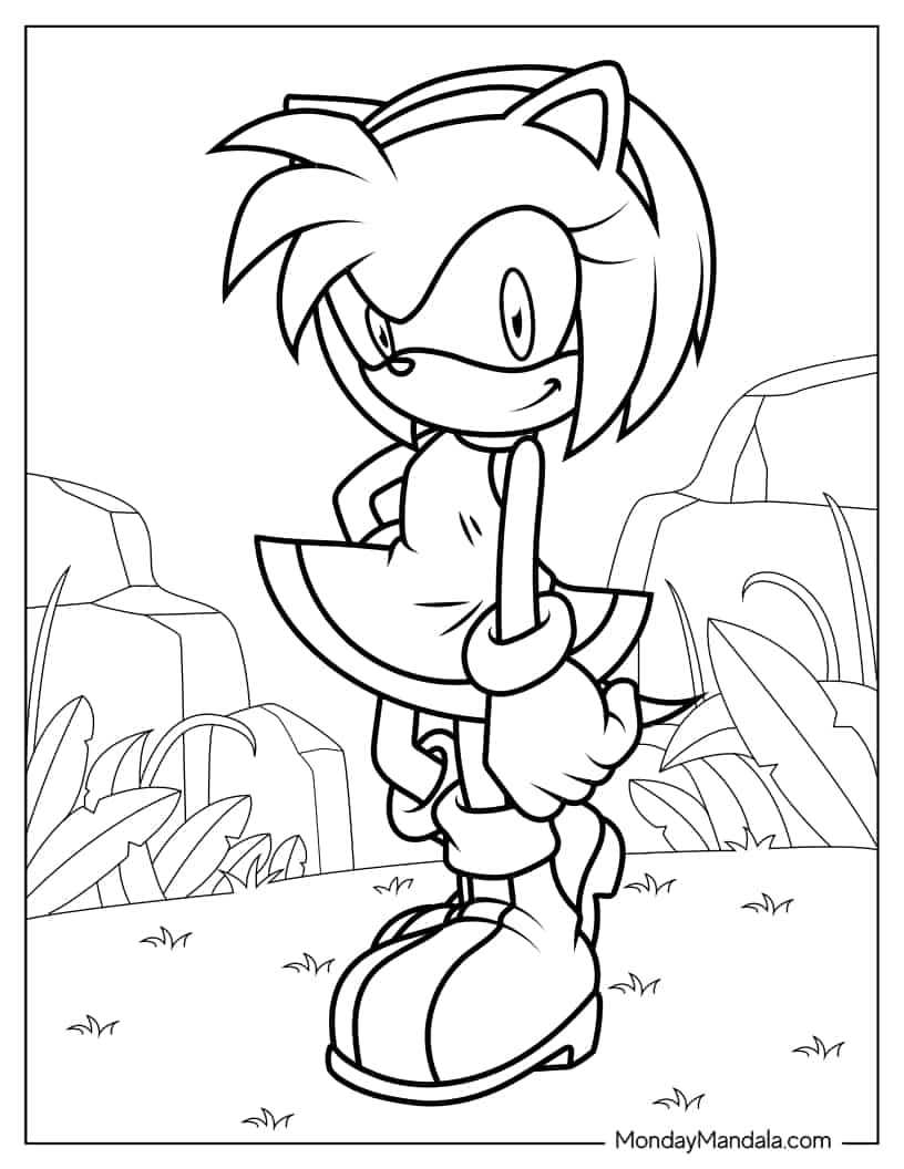 Kawaii Amy Rose Coloring Sheet For Kids coloring page