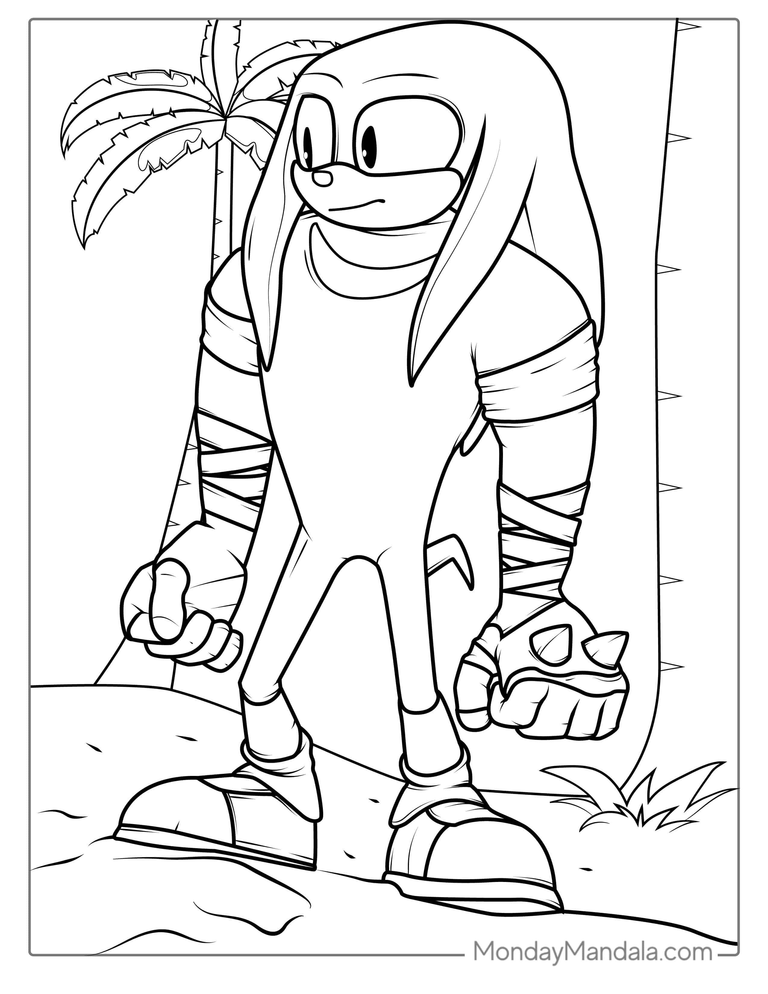 Knuckles The Echidna Coloring Page coloring page — printable line art