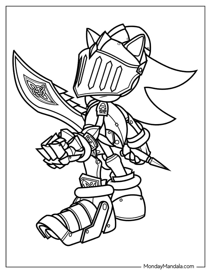 Sir Lancelot Shadow Holding Sword coloring page