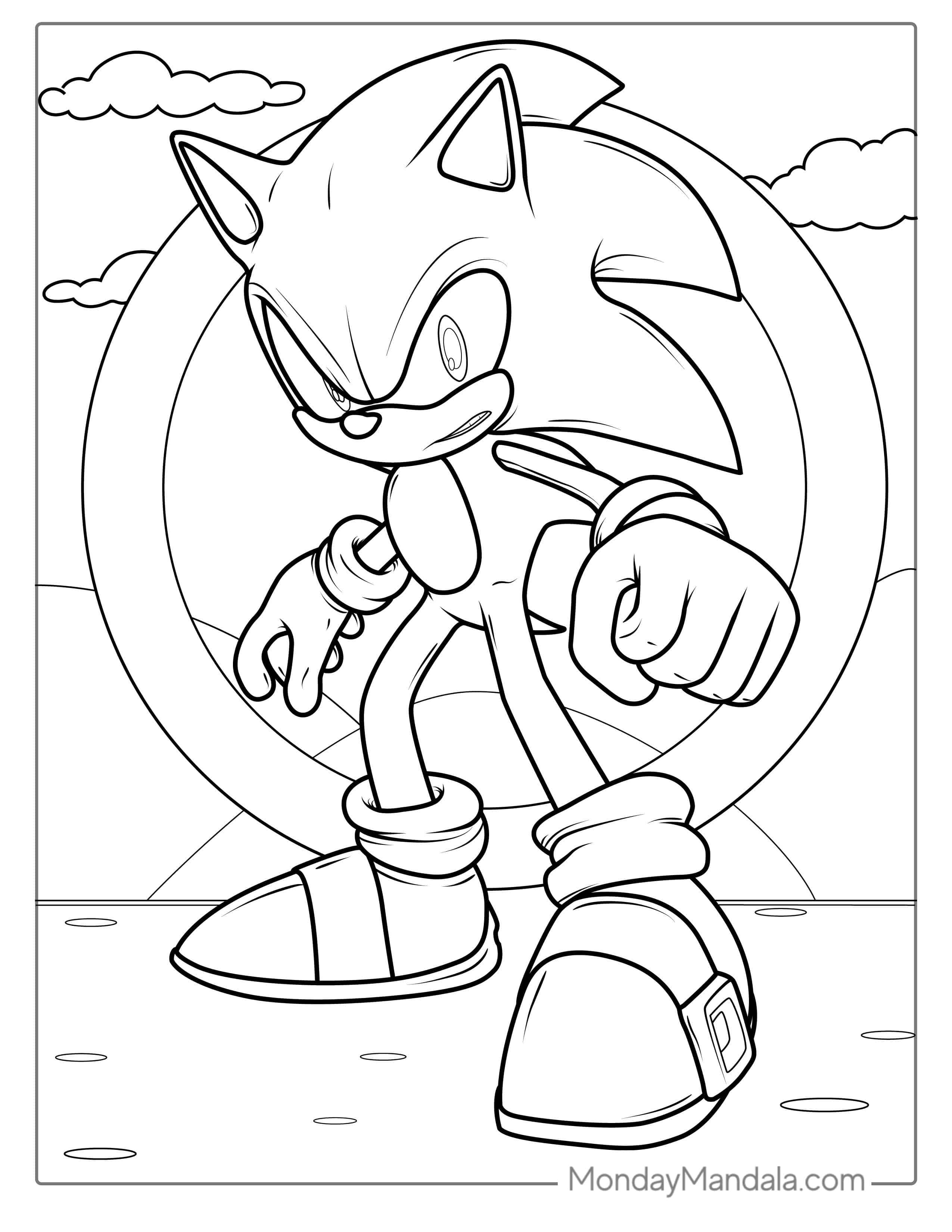 Sonic Coloring Page For Kids coloring page