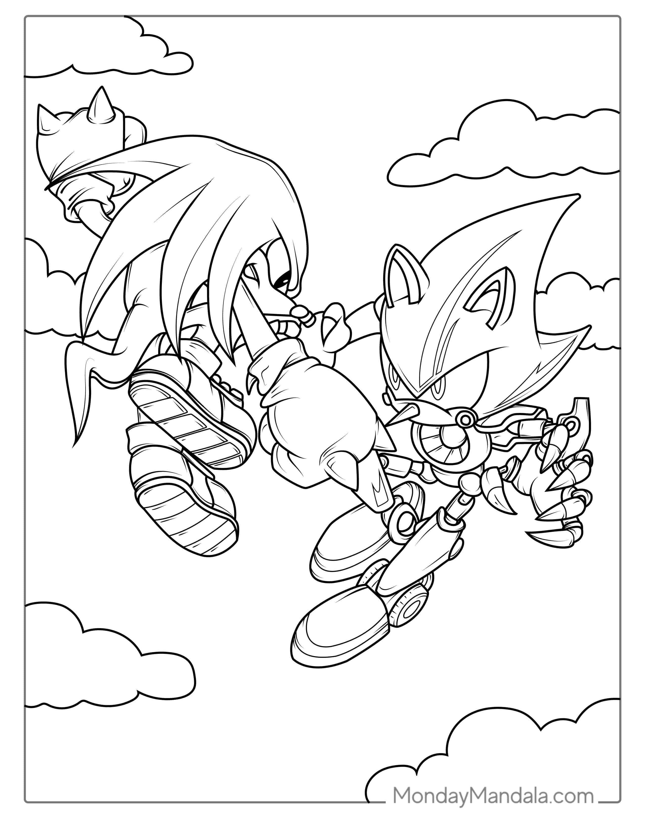 Sonic Vs Metal Sonic Coloring Page coloring page — printable line art