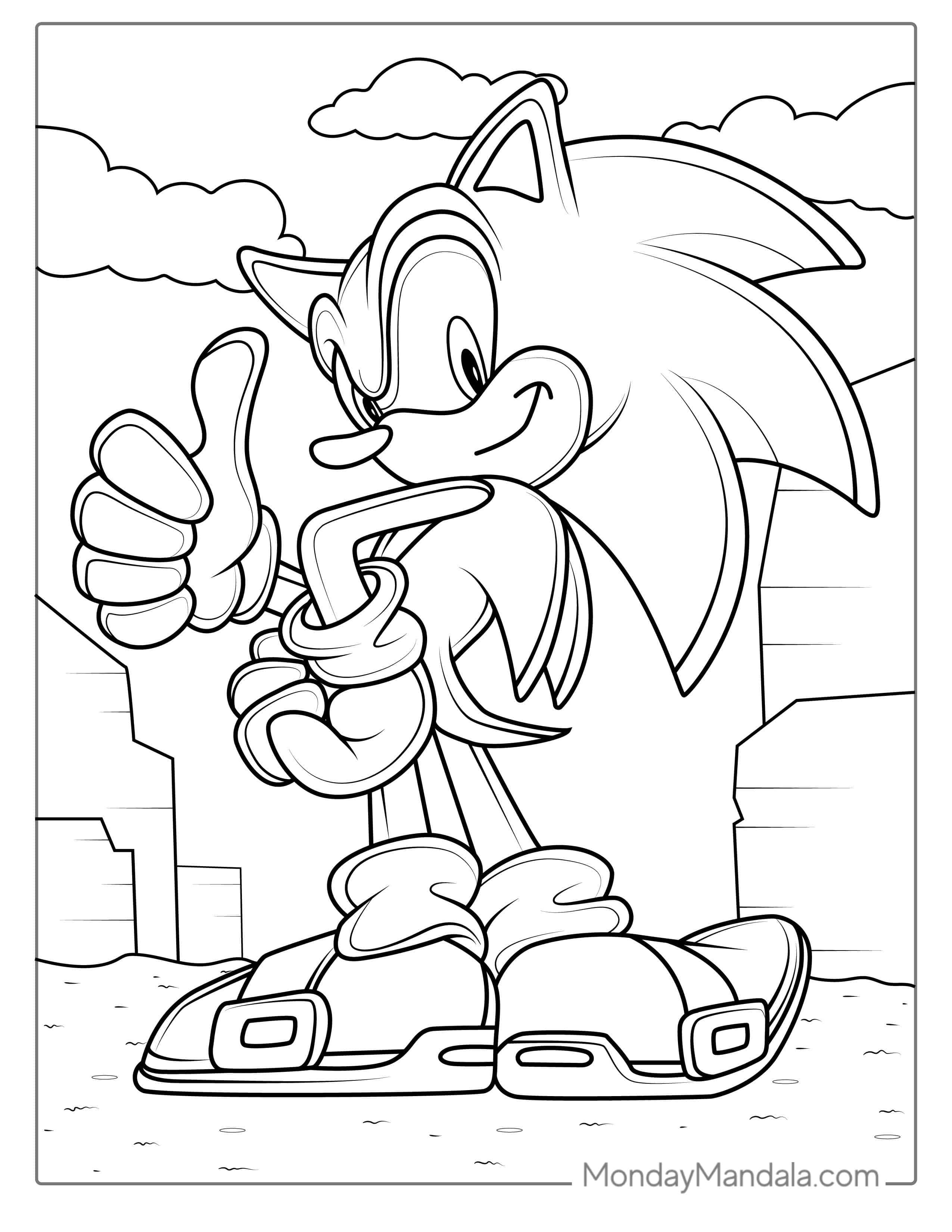 Sonic With Big Shoes coloring page
