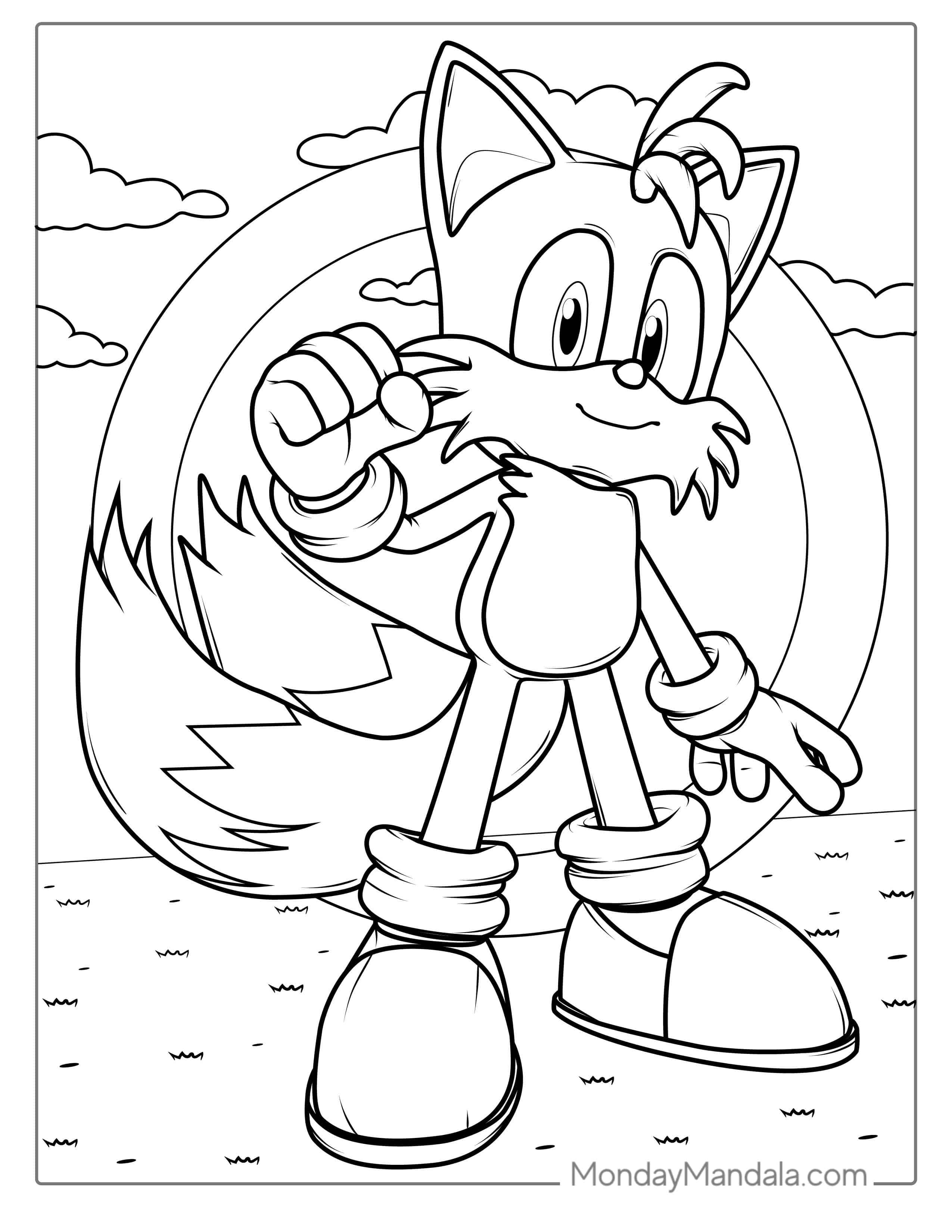 Tails From Sonic Coloring Sheet coloring page