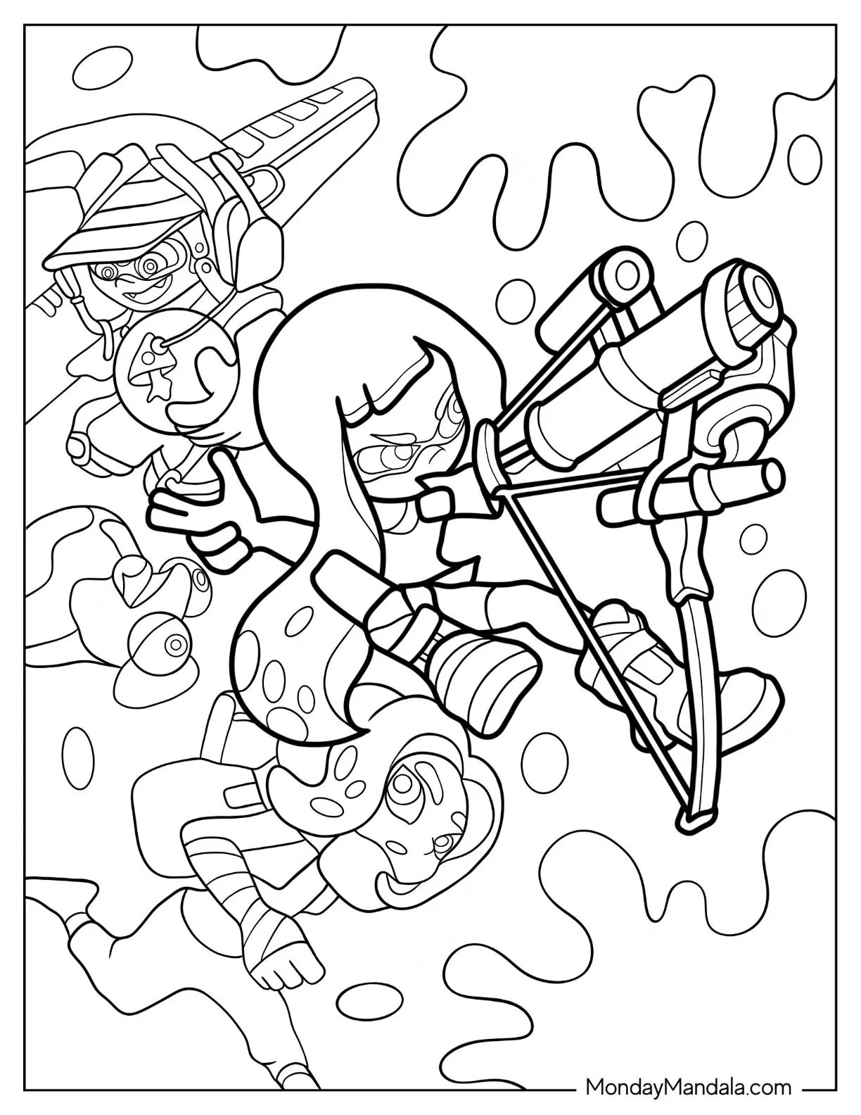 Agent 3 Using Hero Shot Splatoon Coloring Page coloring page — printable line art