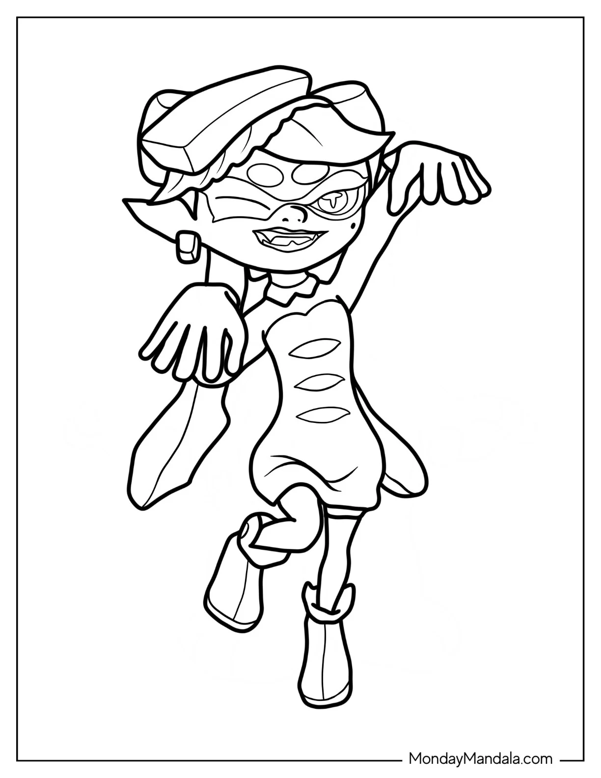 Easy Splatoon Coloring Page Of Callie For Kids coloring page — printable line art