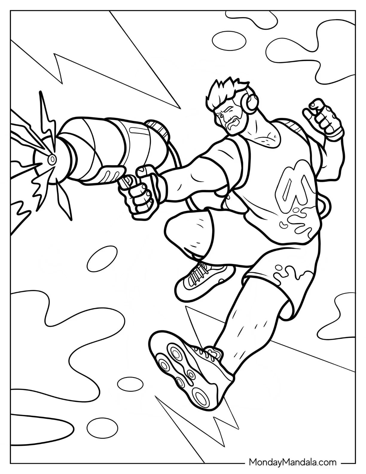 Muscular Splatoon Coloring Page Of Guy Shooting Inkjet coloring page — printable line art