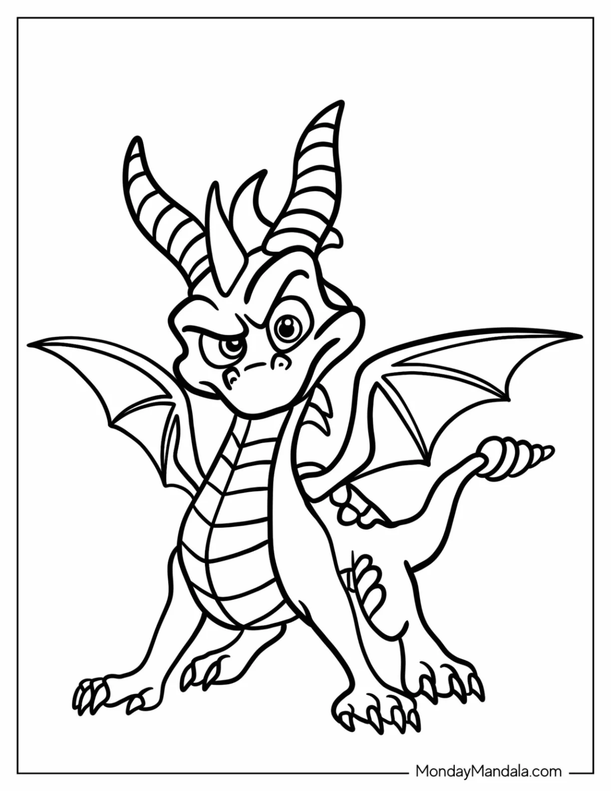 Curious Sypro Coloring Page Outline For Kids coloring page