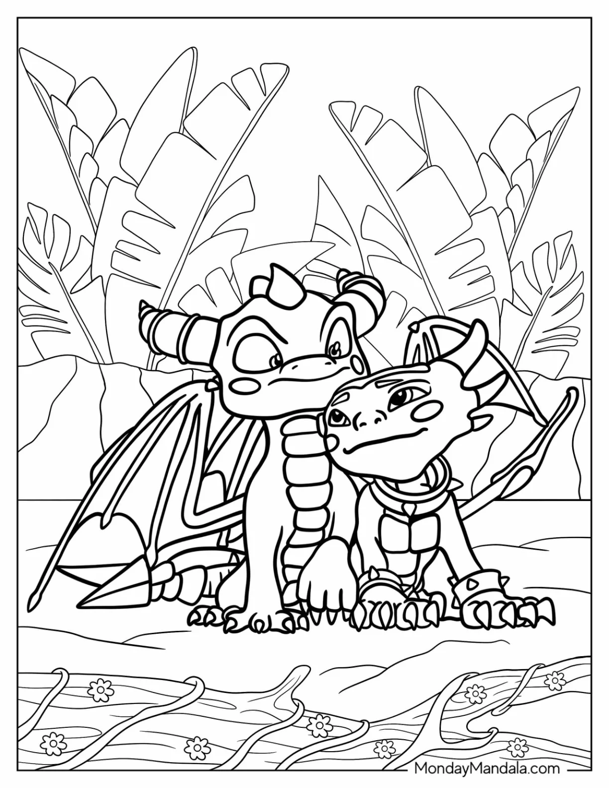 Sypro Coloring Page And Cynder Snuggling coloring page