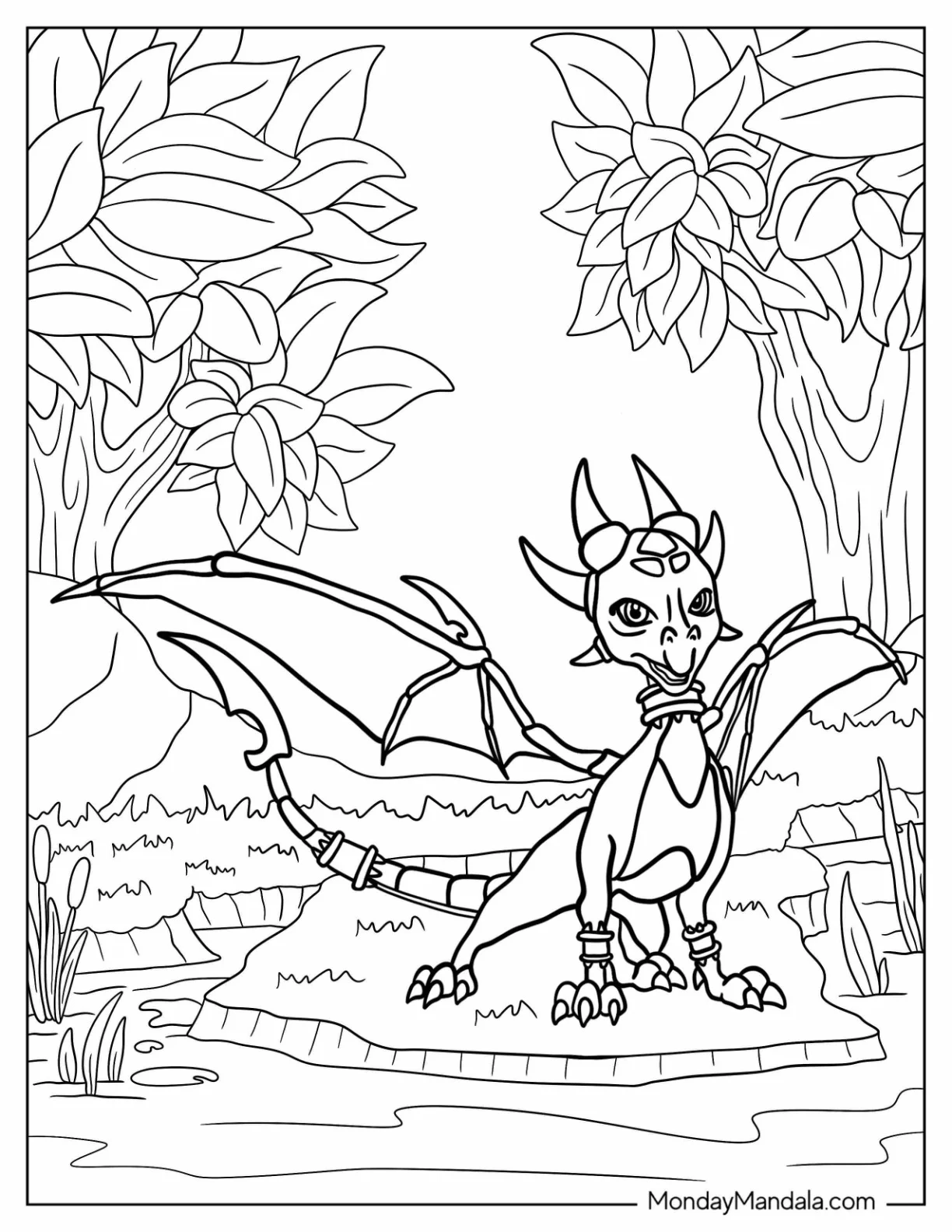 Sypro Coloring Page Detailed Cynder On A River coloring page