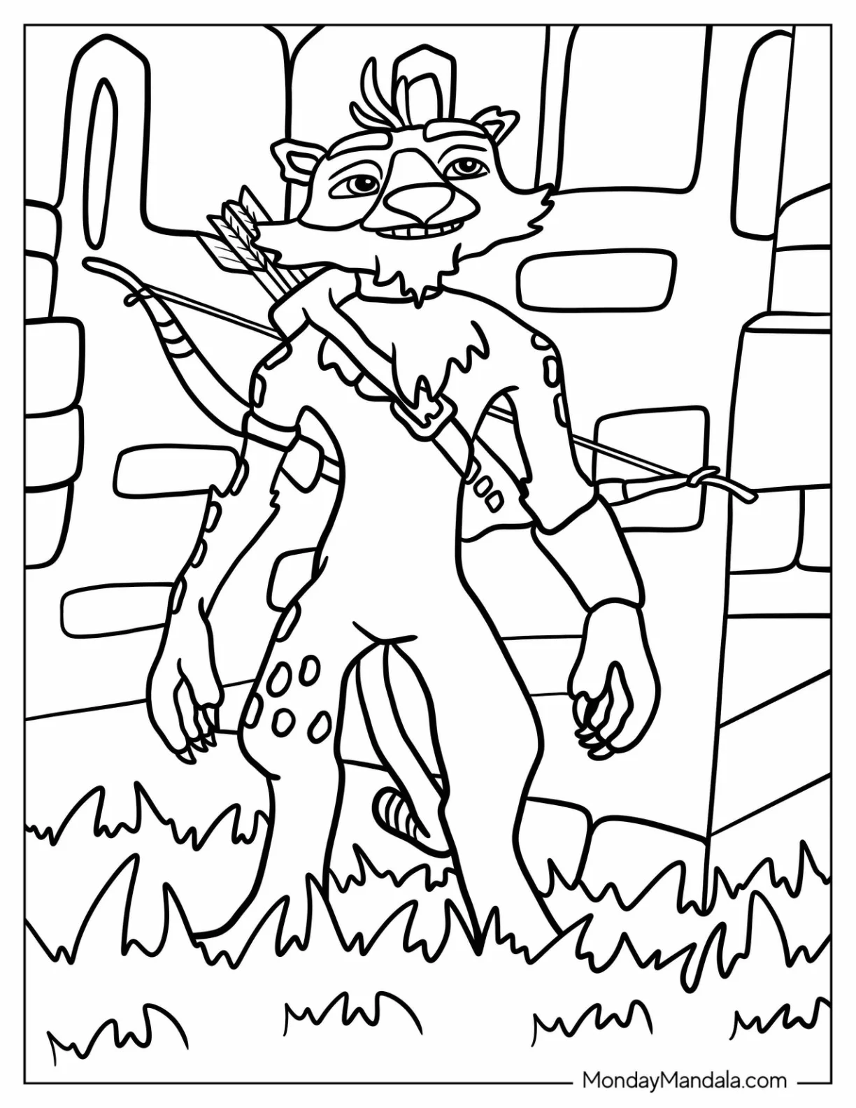 Sypro Coloring Page Hunter With Bow And Arrow coloring page